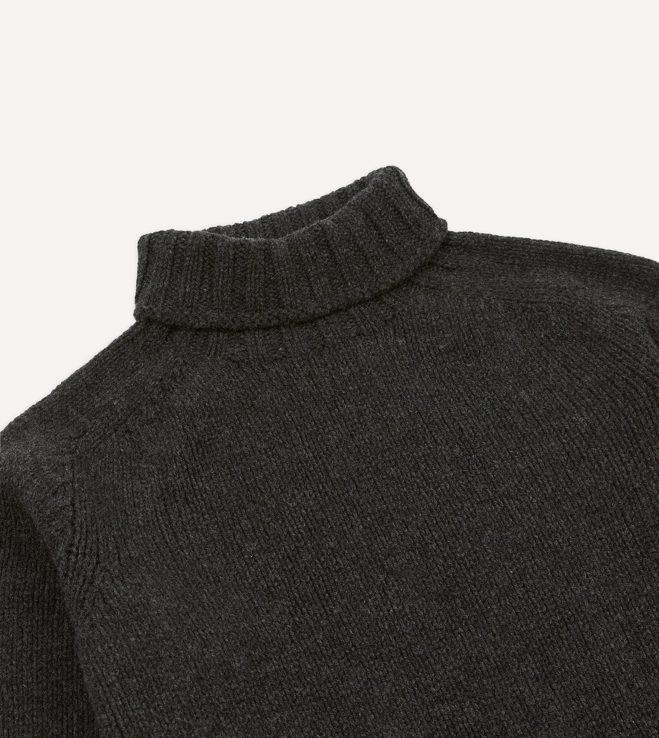 Charcoal Lambswool Submariner Roll Neck Jumper - Image 3