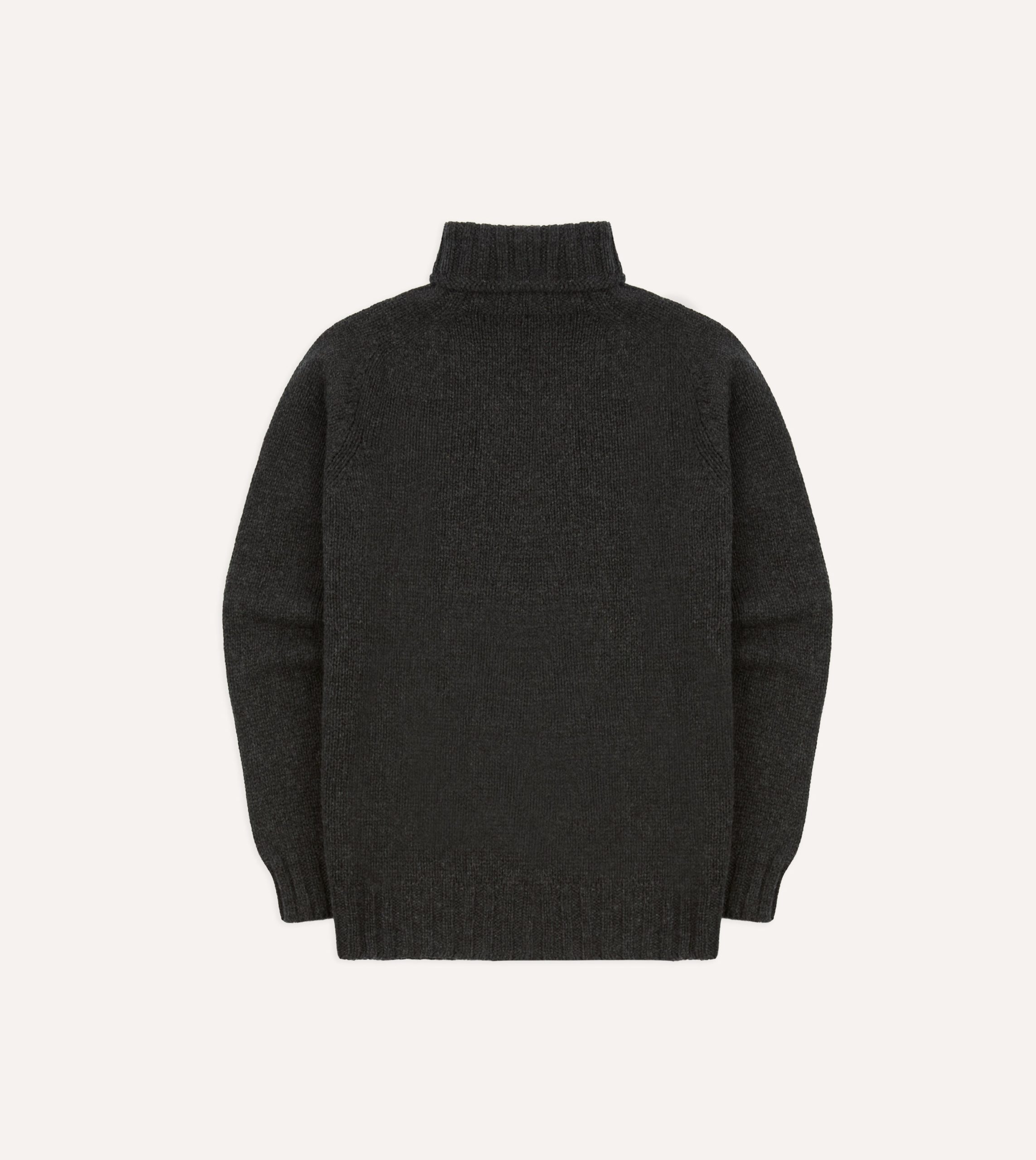 Charcoal Lambswool Submariner Roll Neck Jumper - Image 5