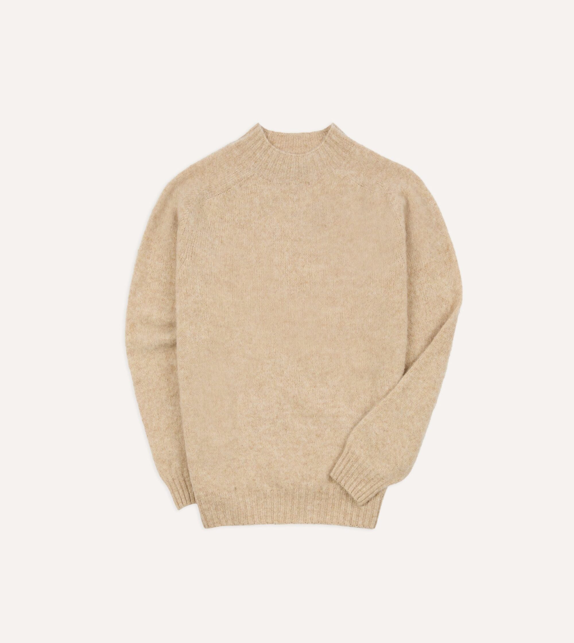 Ecru Brushed Shetland Mock Neck Jumper