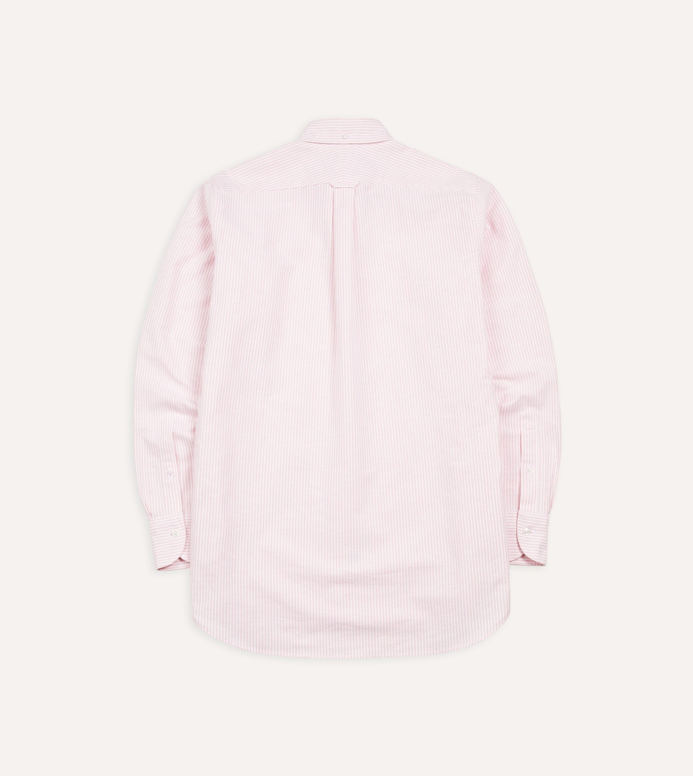 Pale Pink Ticking Stripe Cotton Oxford Cloth Button-Down Shirt - Image 5