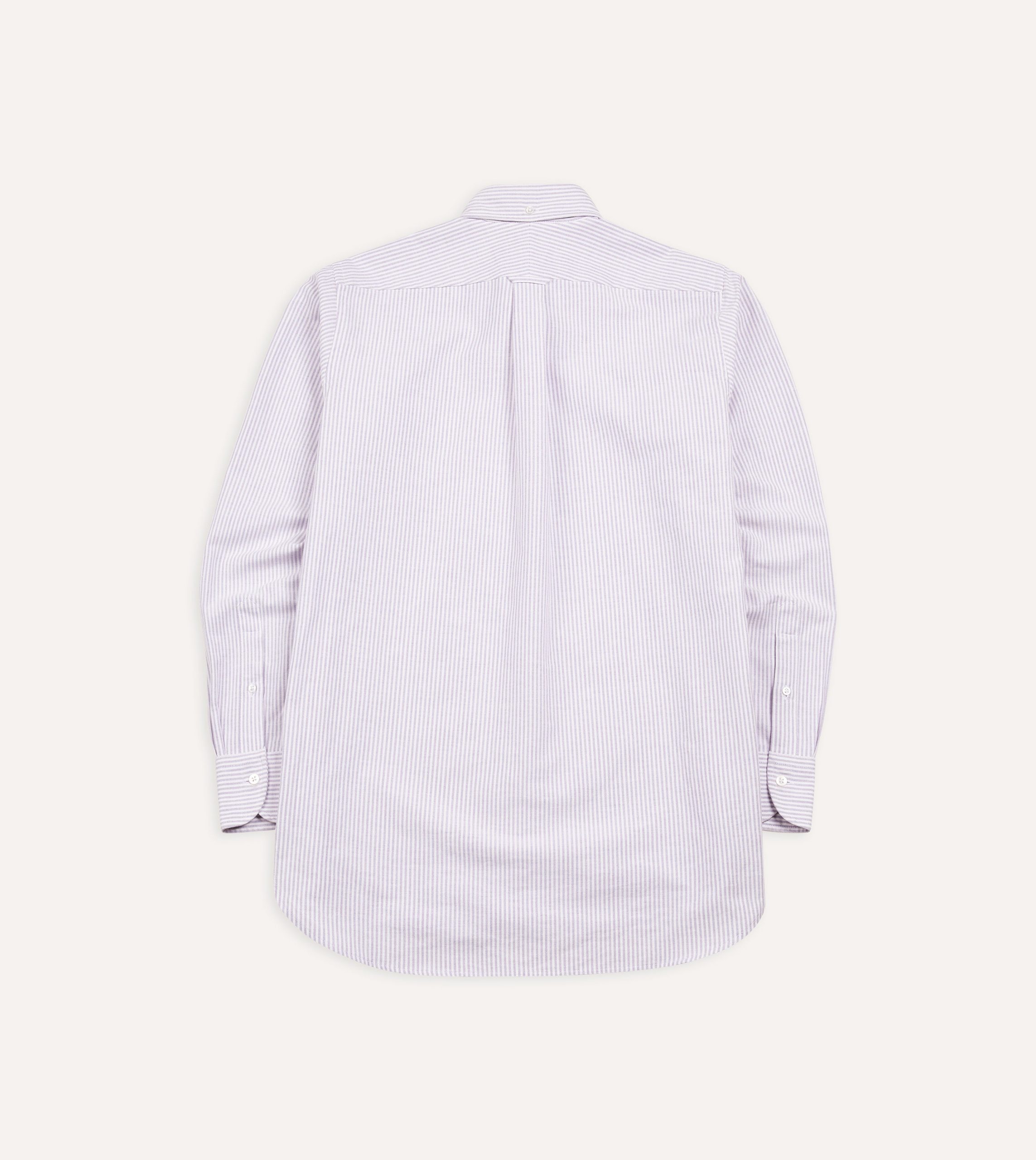 Lilac Ticking Stripe Cotton Oxford Cloth Button-Down Shirt - Image 5