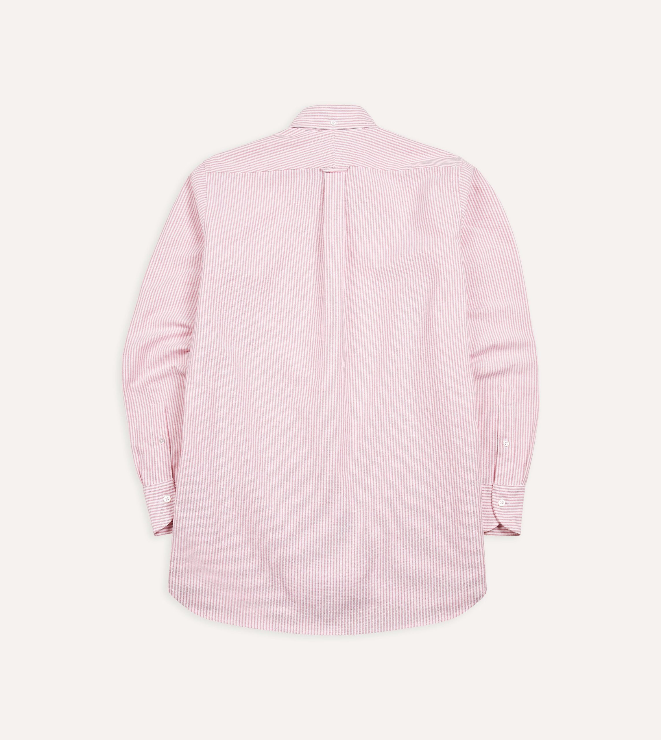 Pink Ticking Stripe Cotton Oxford Cloth Button-Down Shirt - Image 5