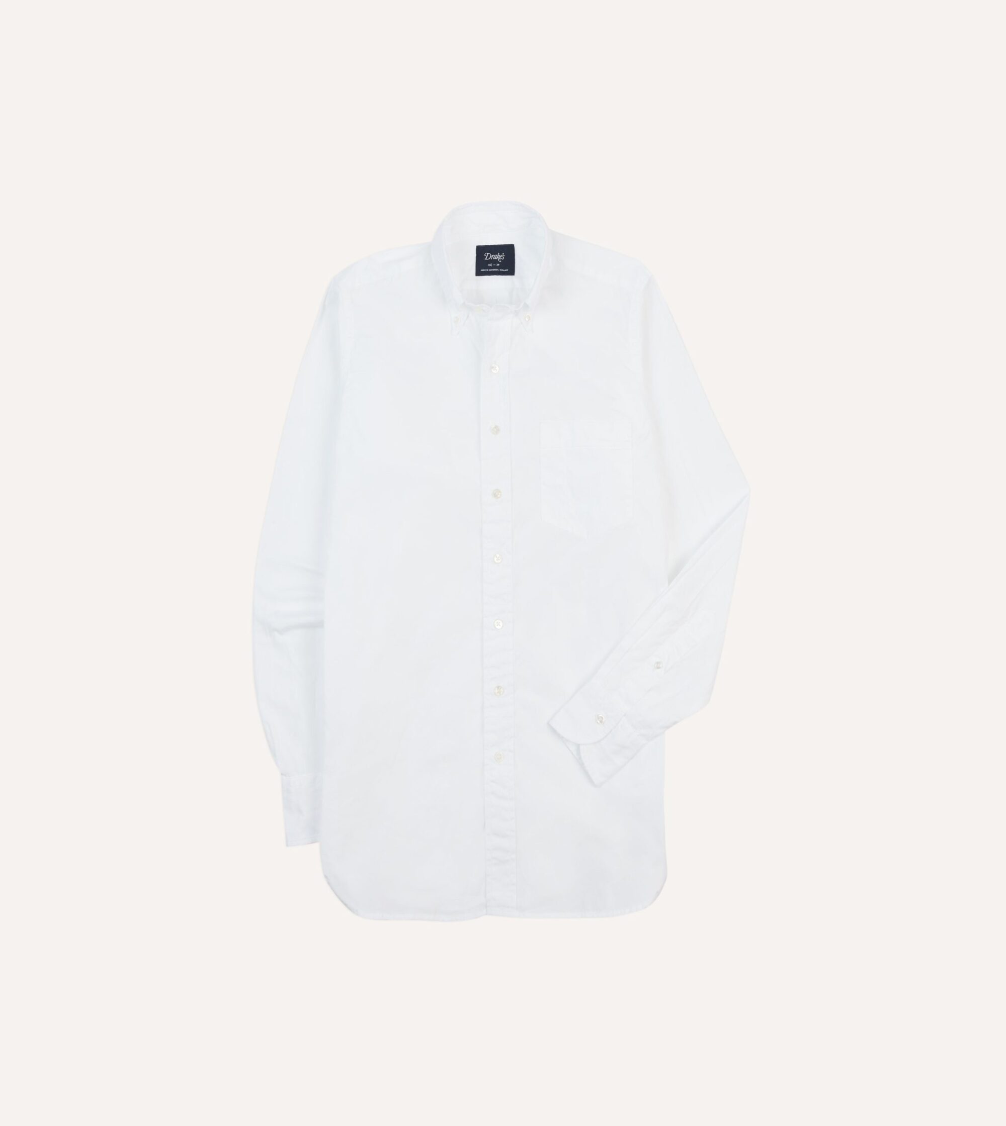 White Cotton Pocket Poplin Button-Down Shirt