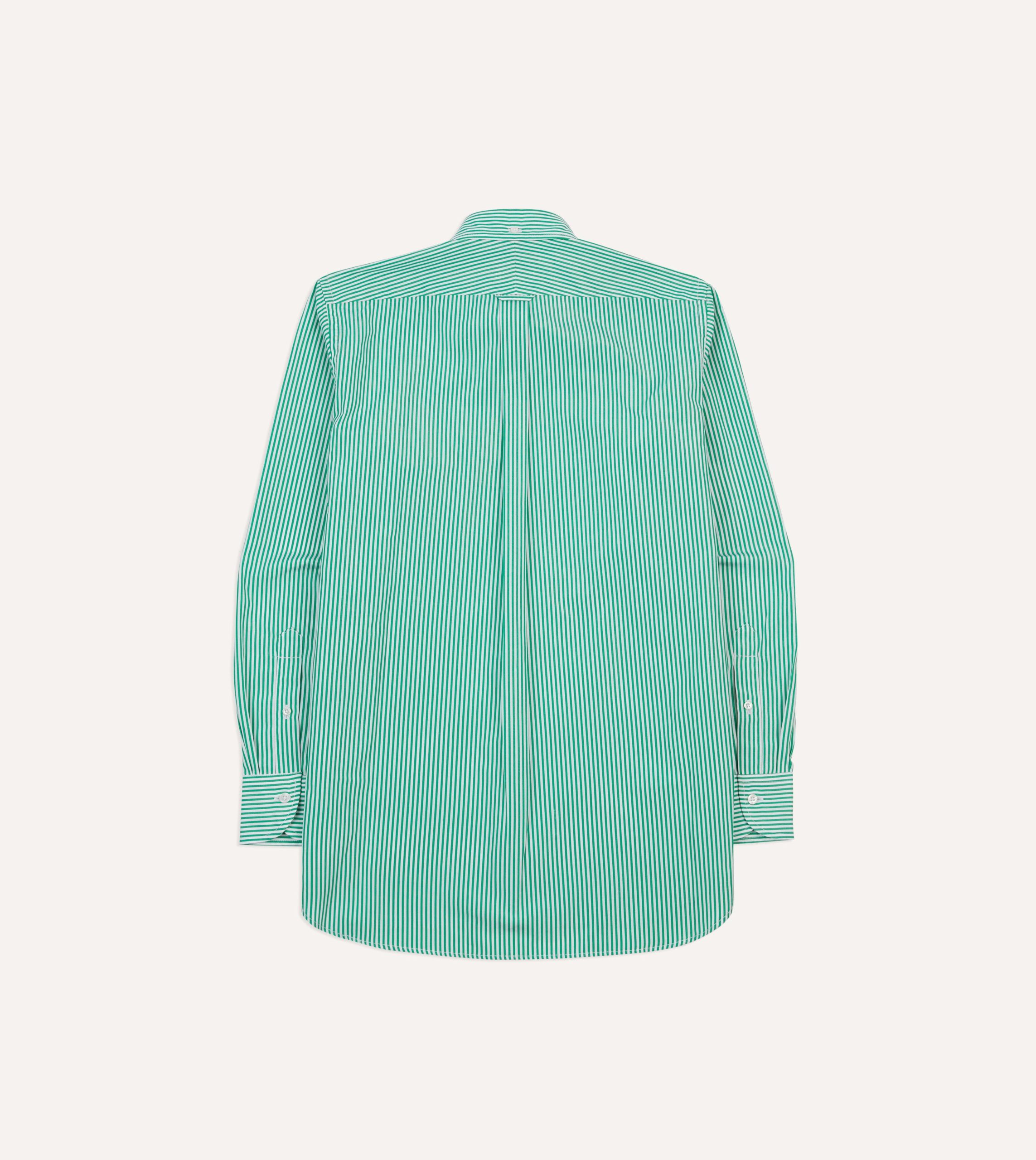 Green Narrow Stripe Cotton Poplin Button-Down Shirt - Image 6