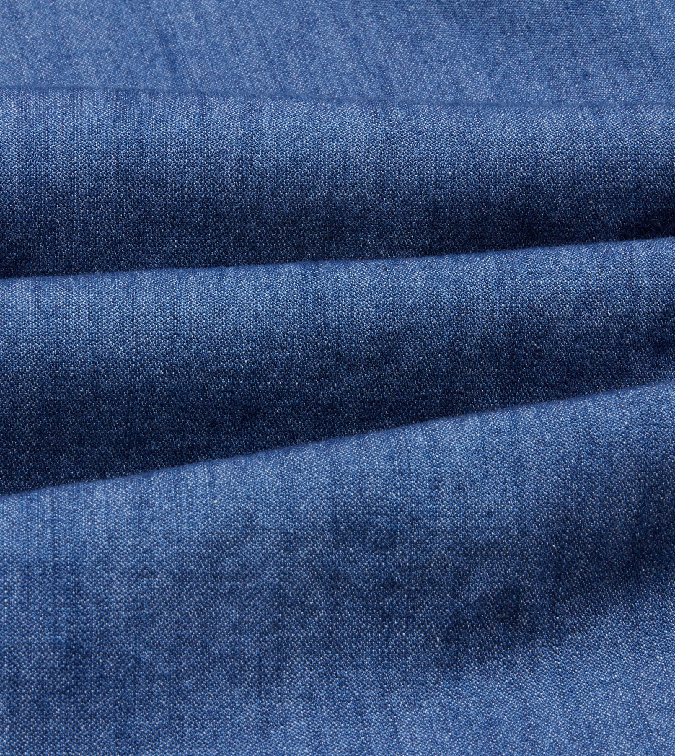 Mid-Blue Washed Denim Cotton Two-Pocket Work Shirt - Image 2