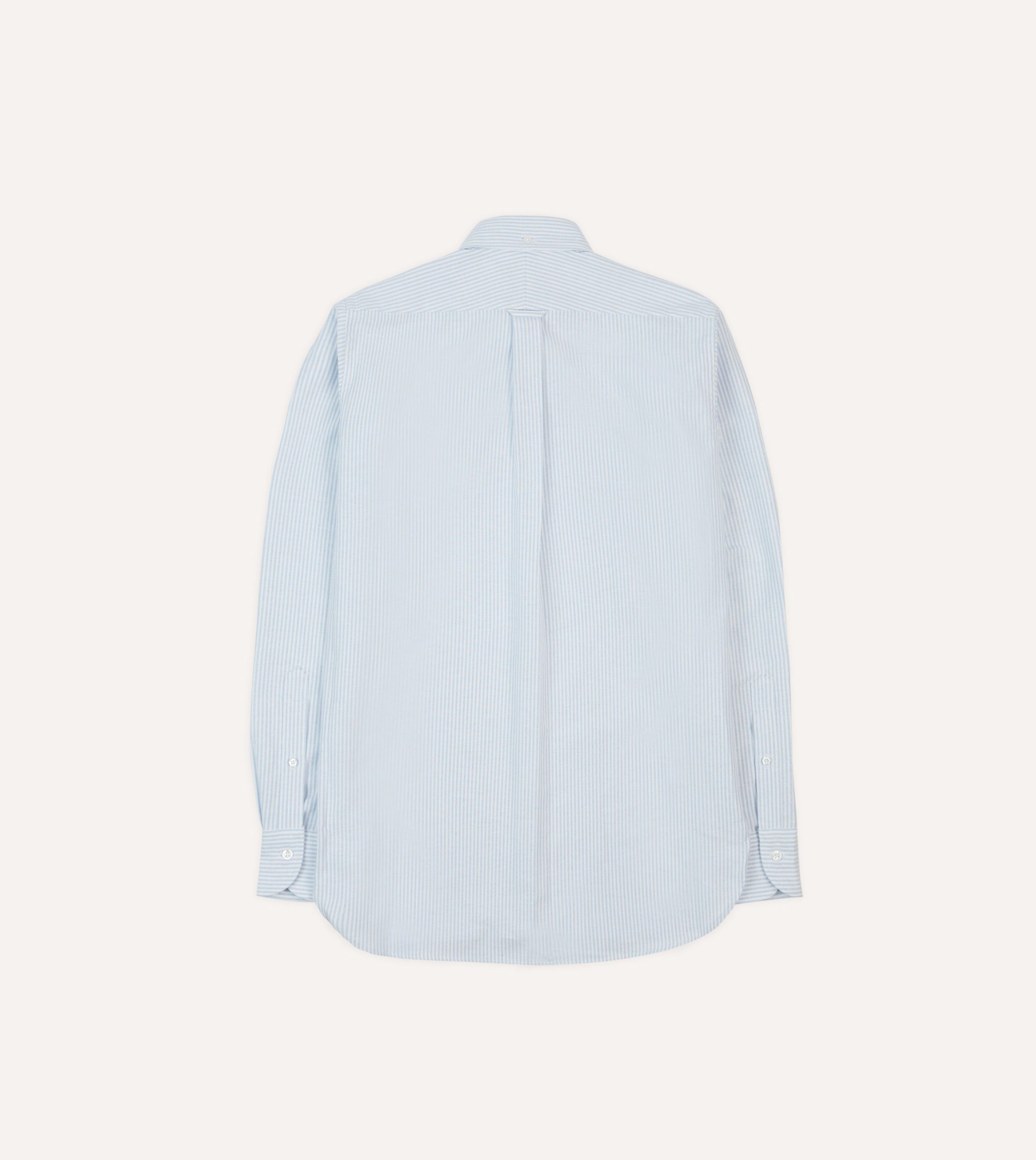 Blue Ticking Stripe Oxford Cloth Button-Down Work Shirt - Image 6