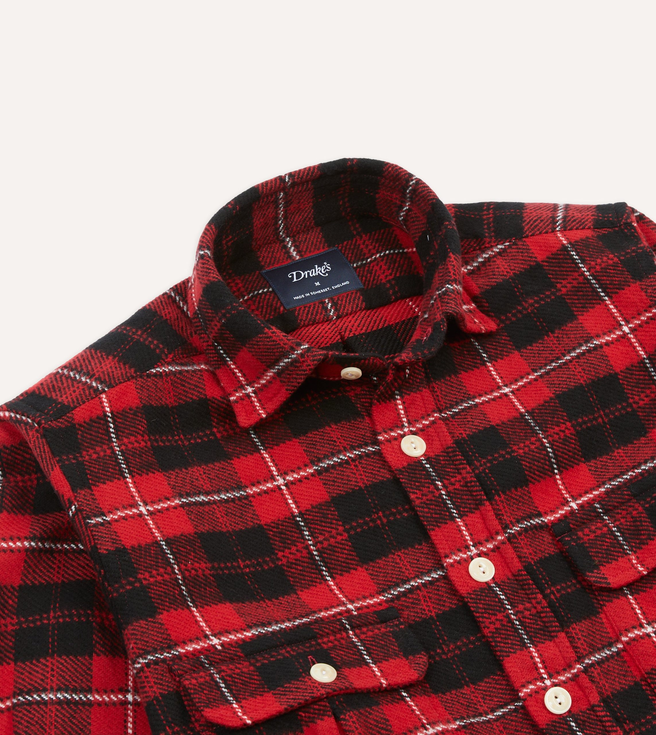 Red Check Cotton Two-Pocket Work Shirt - Image 3