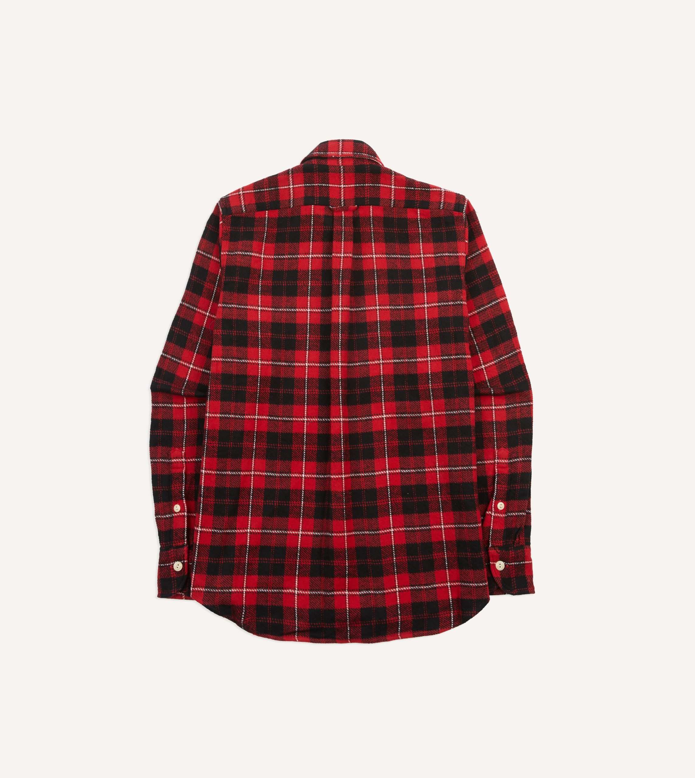 Red Check Cotton Two-Pocket Work Shirt - Image 6