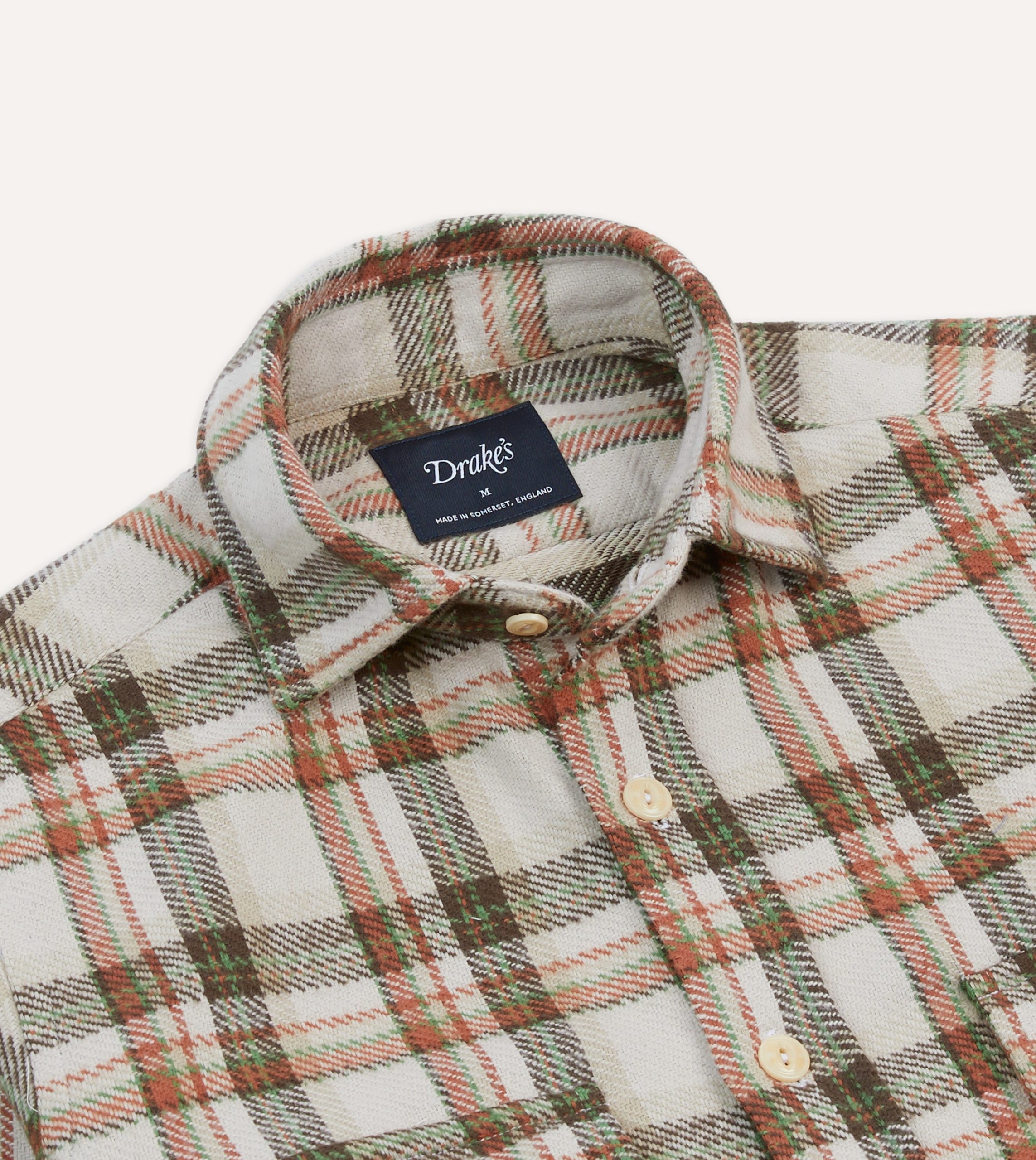 Ecru Check Cotton Two-Pocket Work Shirt - Image 3