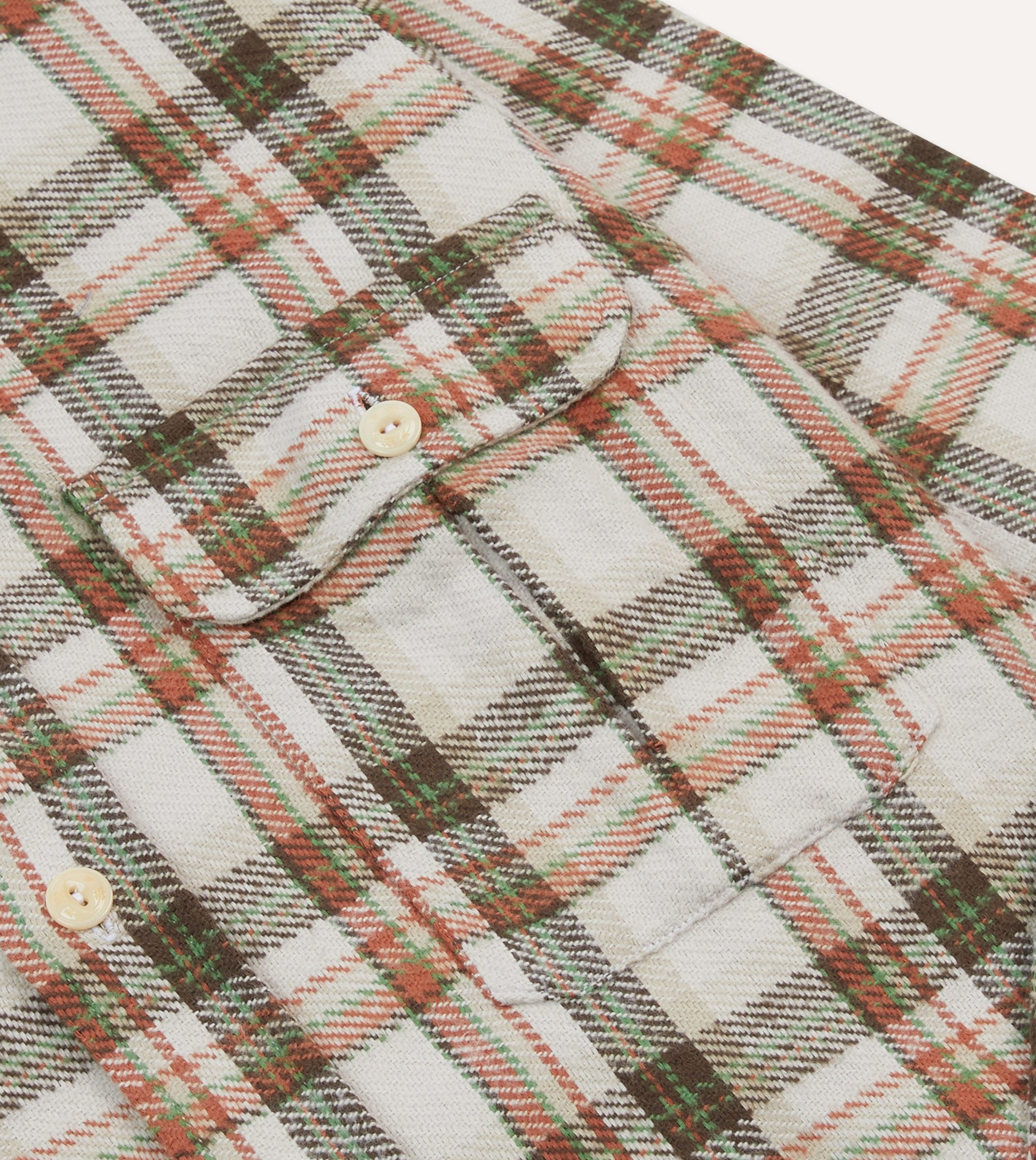 Ecru Check Cotton Two-Pocket Work Shirt - Image 4