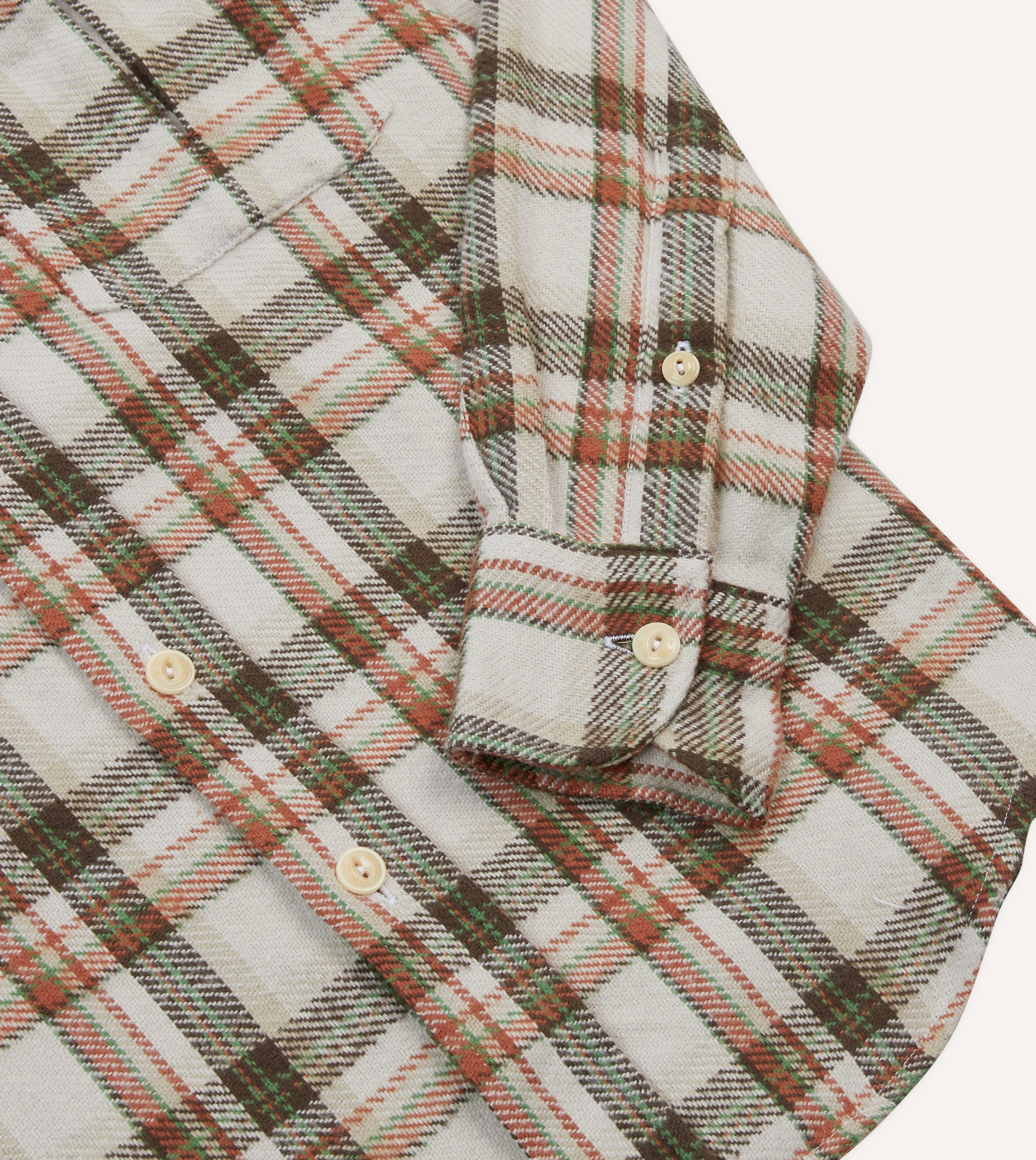 Ecru Check Cotton Two-Pocket Work Shirt - Image 5