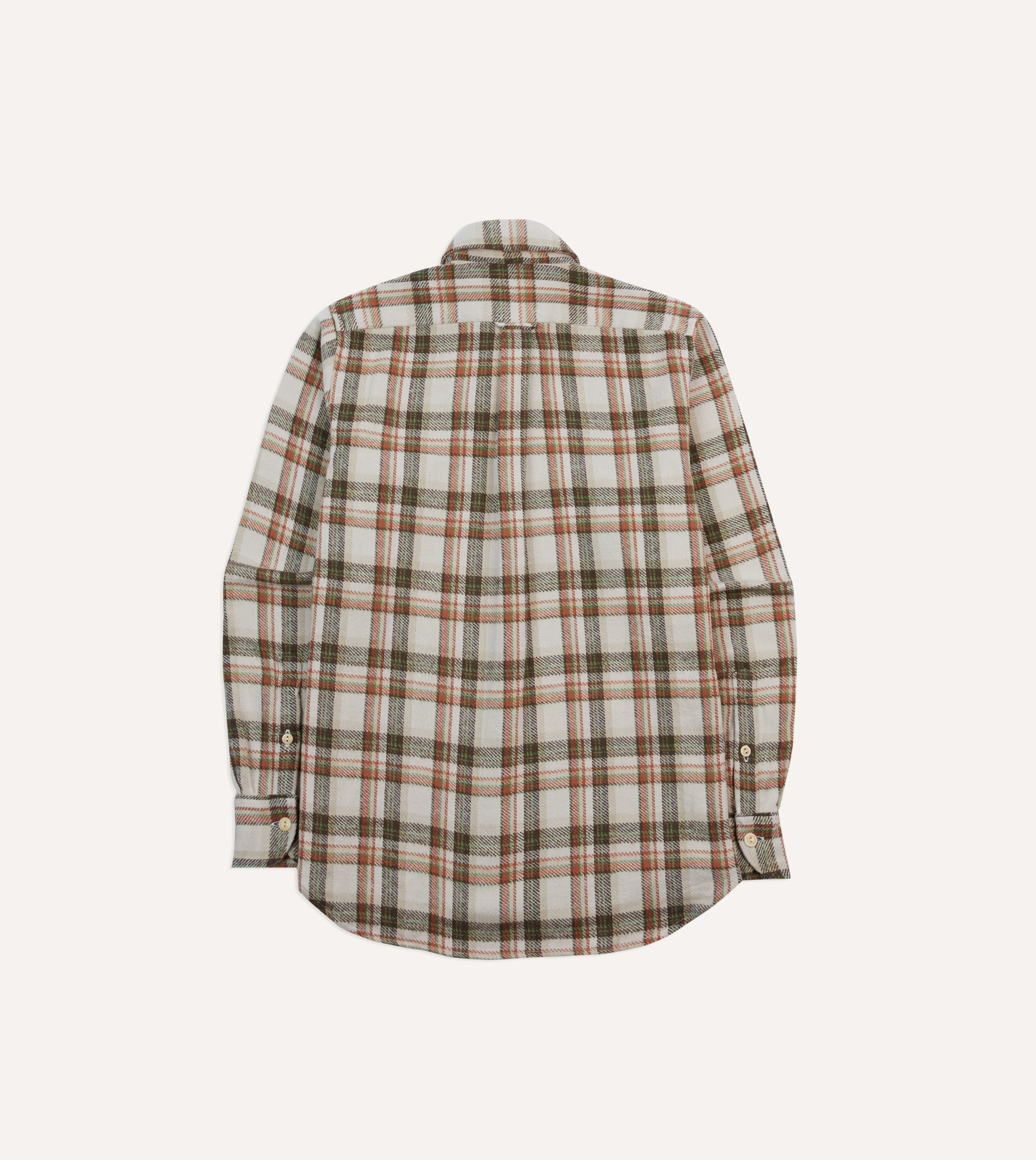 Ecru Check Cotton Two-Pocket Work Shirt - Image 6