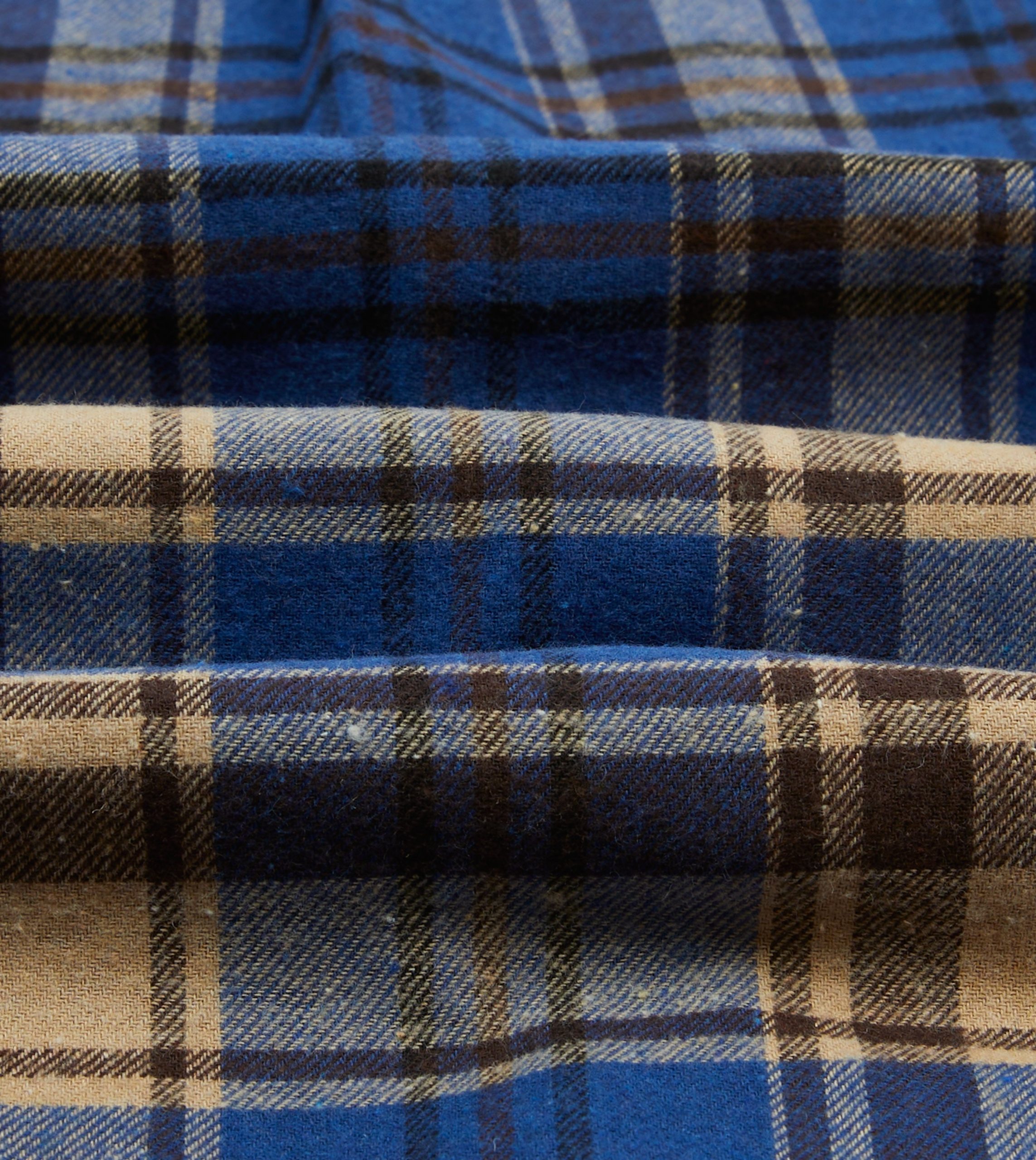 Blue and Ecru Check Brushed Cotton Two-Pocket Work Shirt - Image 2