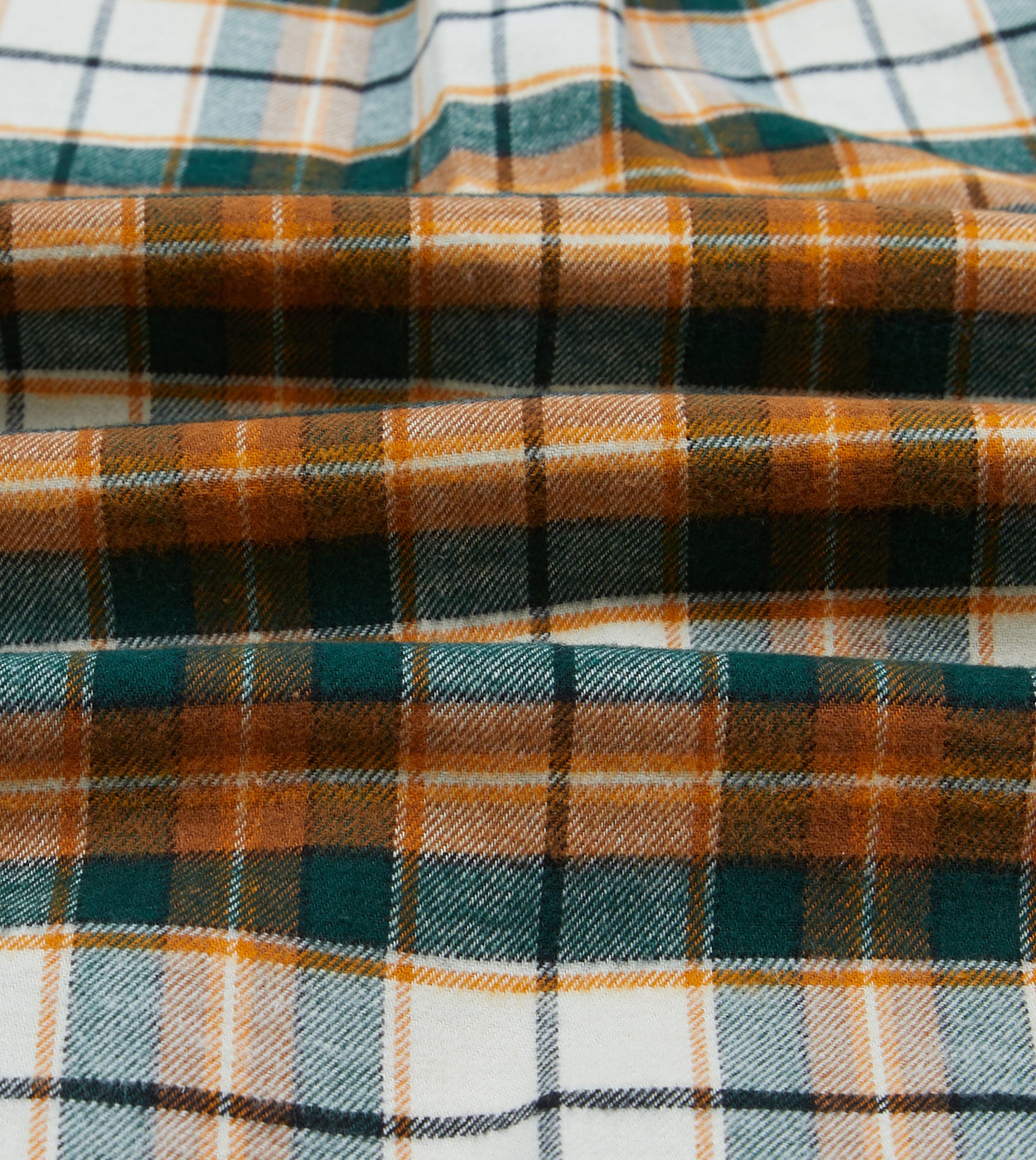 Ecru and Orange Check Cotton Two-Pocket Work Shirt - Image 2