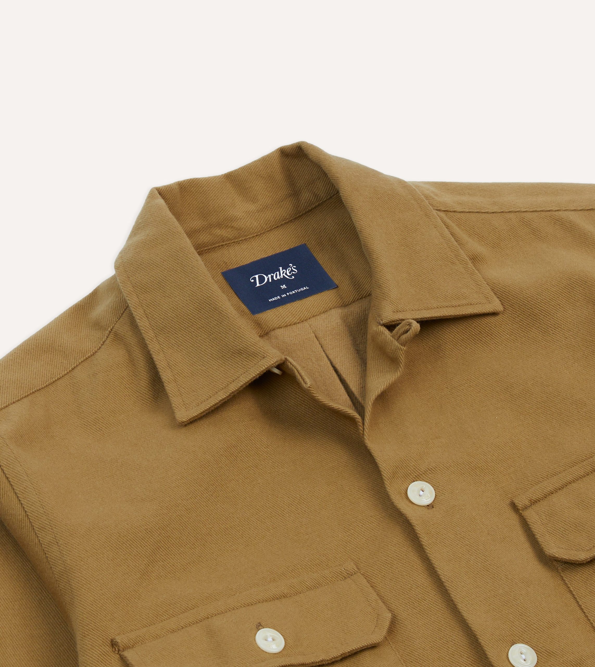 Sand Brushed Cotton Twill Two-Pocket Camp Collar Work Shirt - Image 3