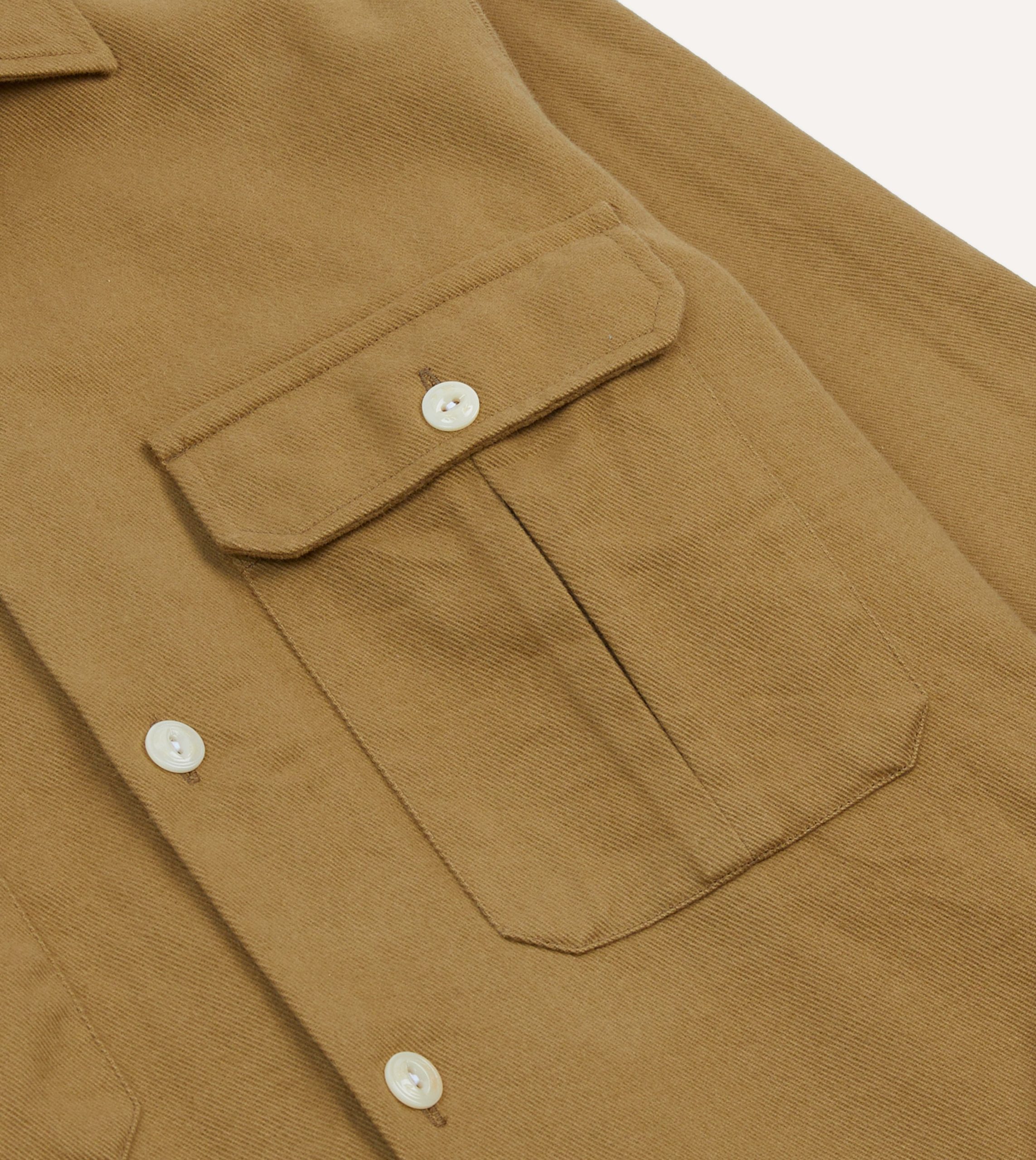 Sand Brushed Cotton Twill Two-Pocket Camp Collar Work Shirt - Image 4