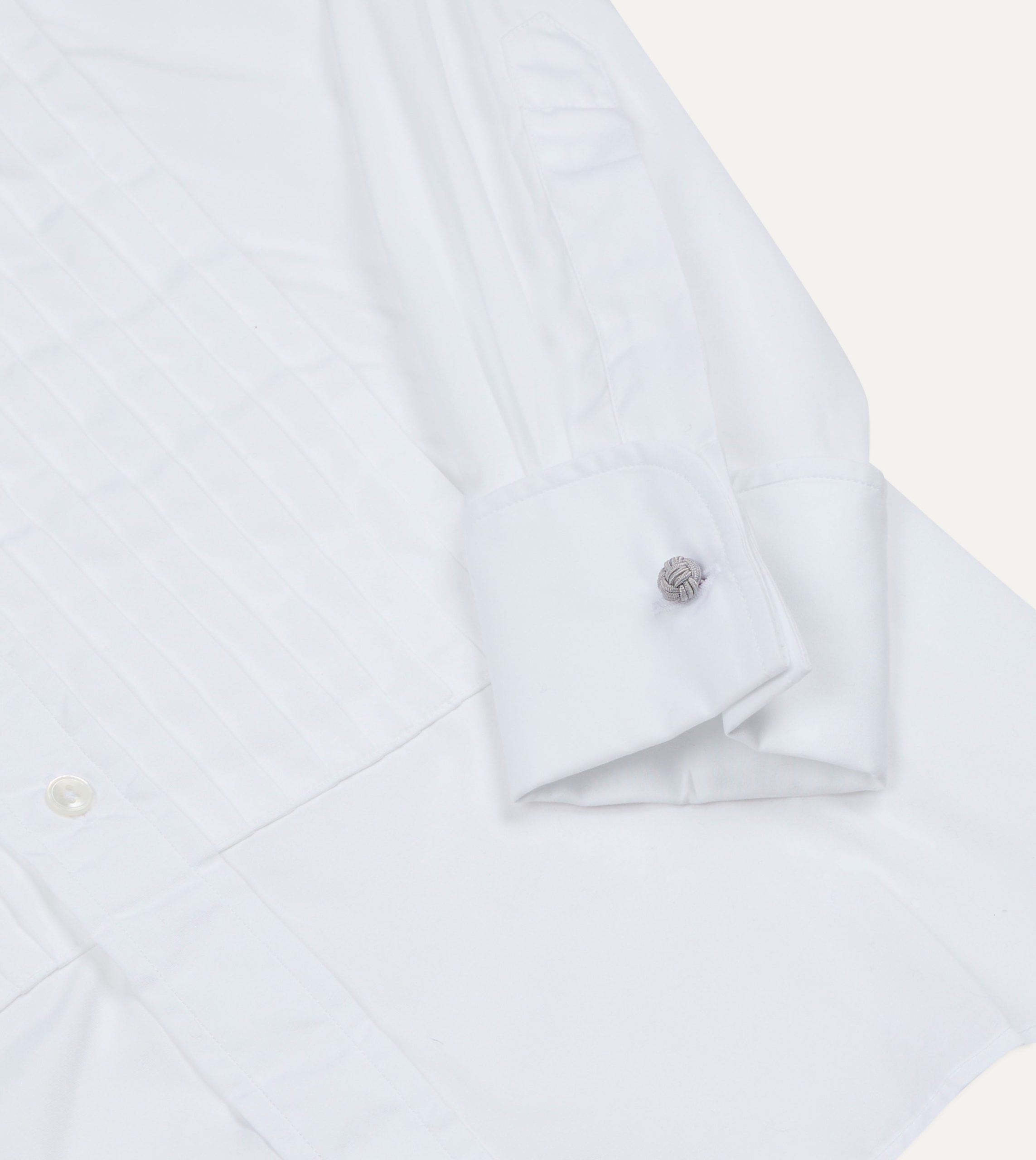 White Cotton Pleated Bib Front Dinner Shirt - Image 5