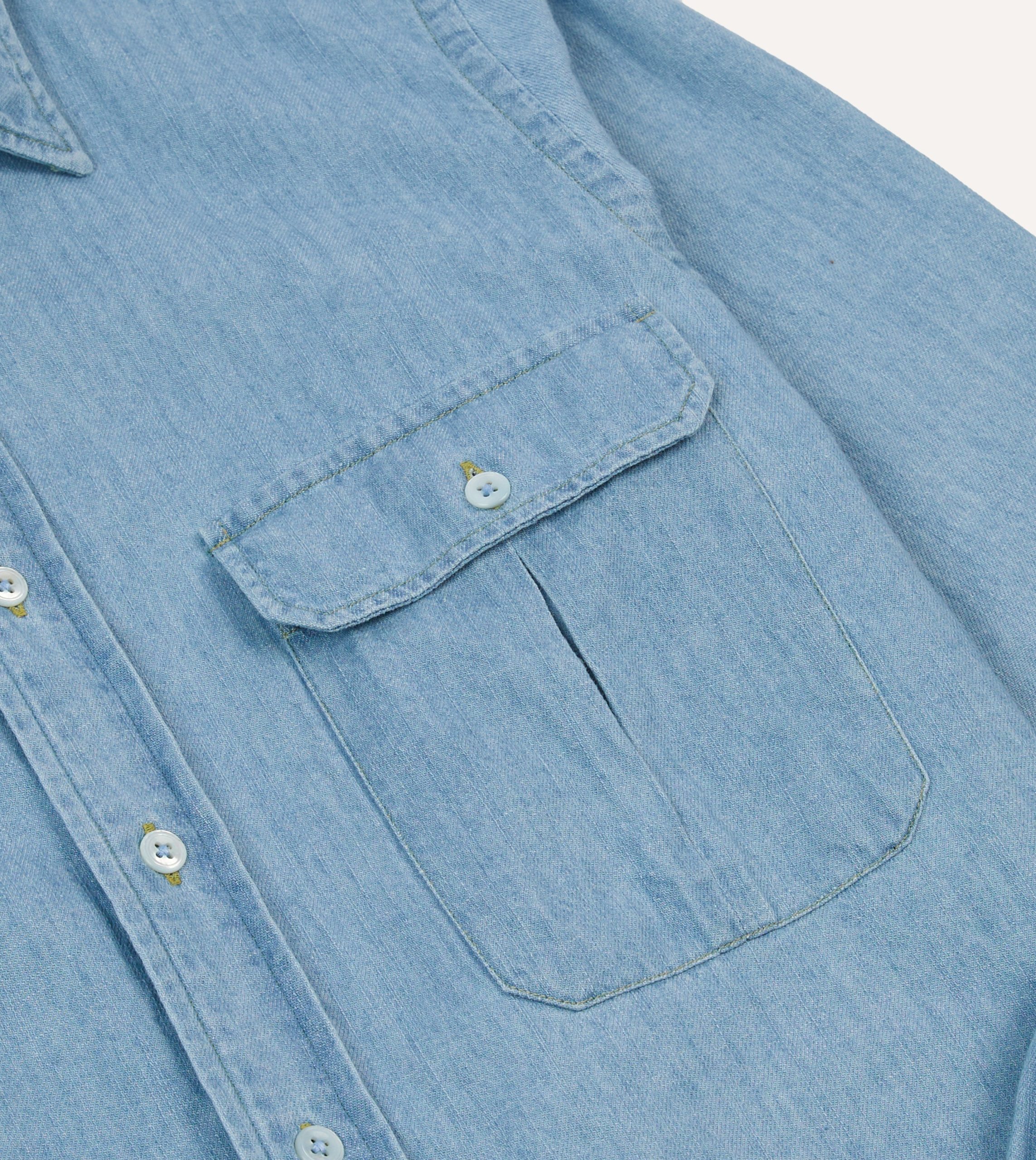 Bleach Wash Denim Work Shirt - Image 4