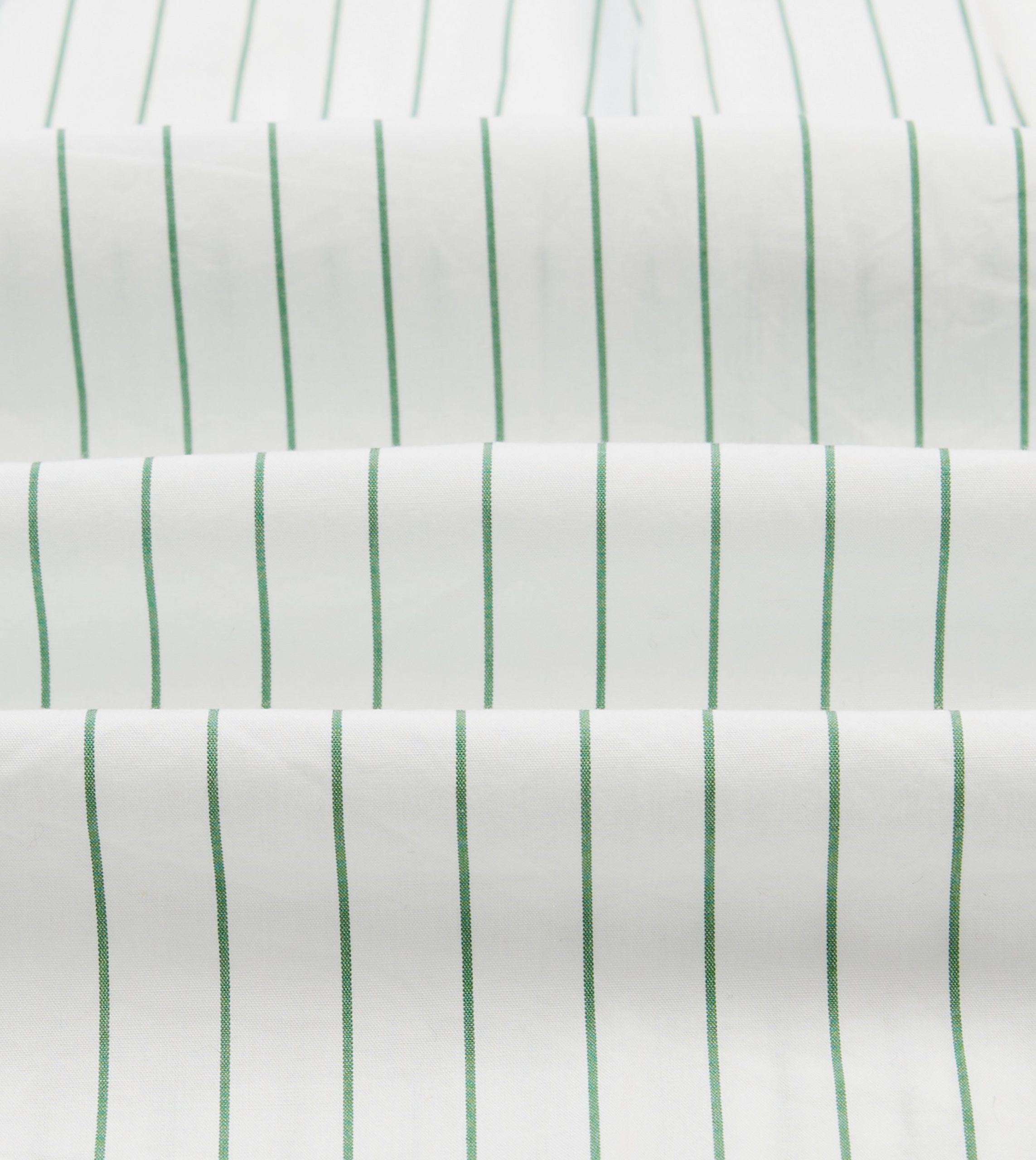 Green Pencil Stripe Cotton Long Point Collar Shirt - Image 2