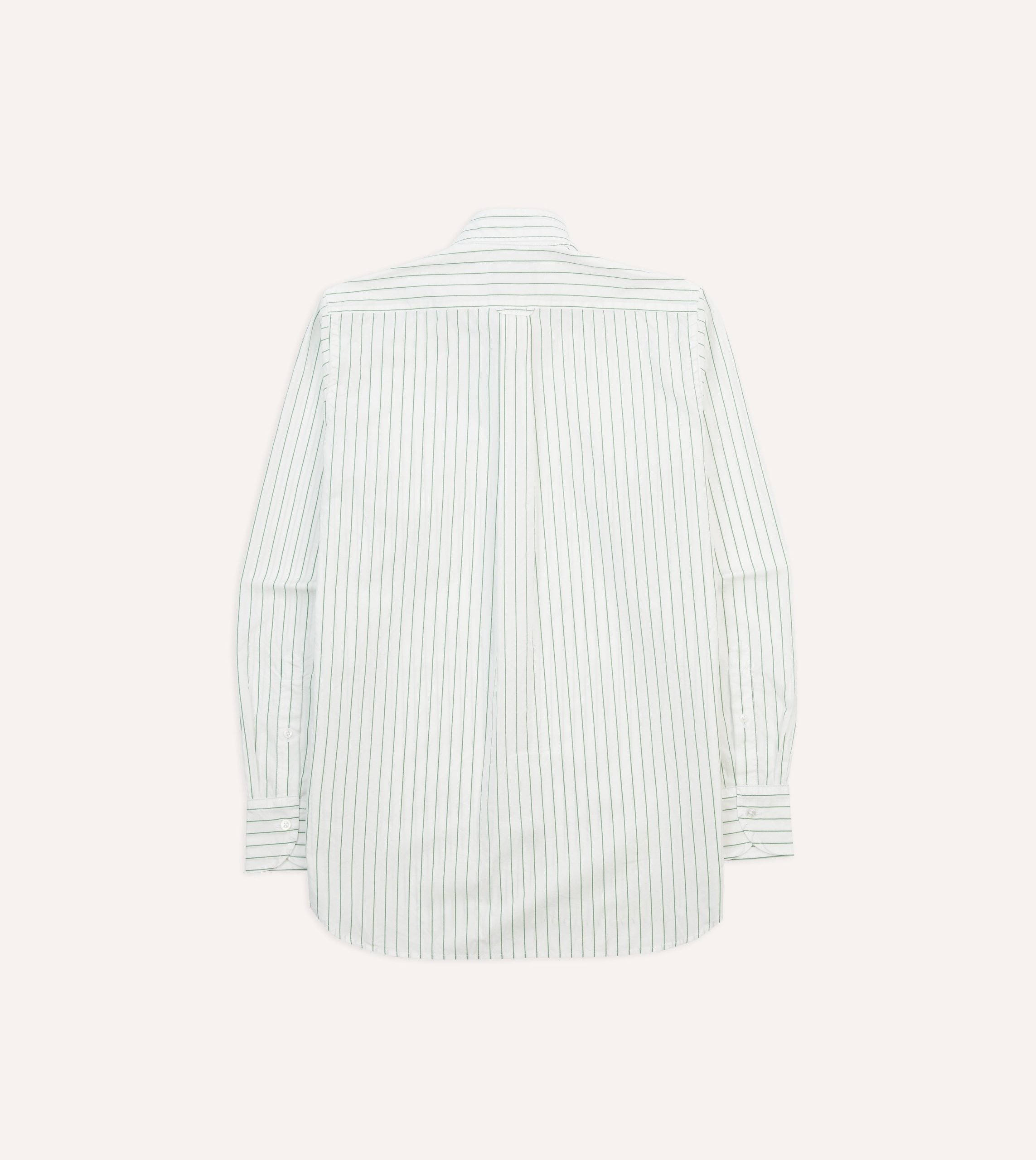 Green Pencil Stripe Cotton Long Point Collar Shirt - Image 6