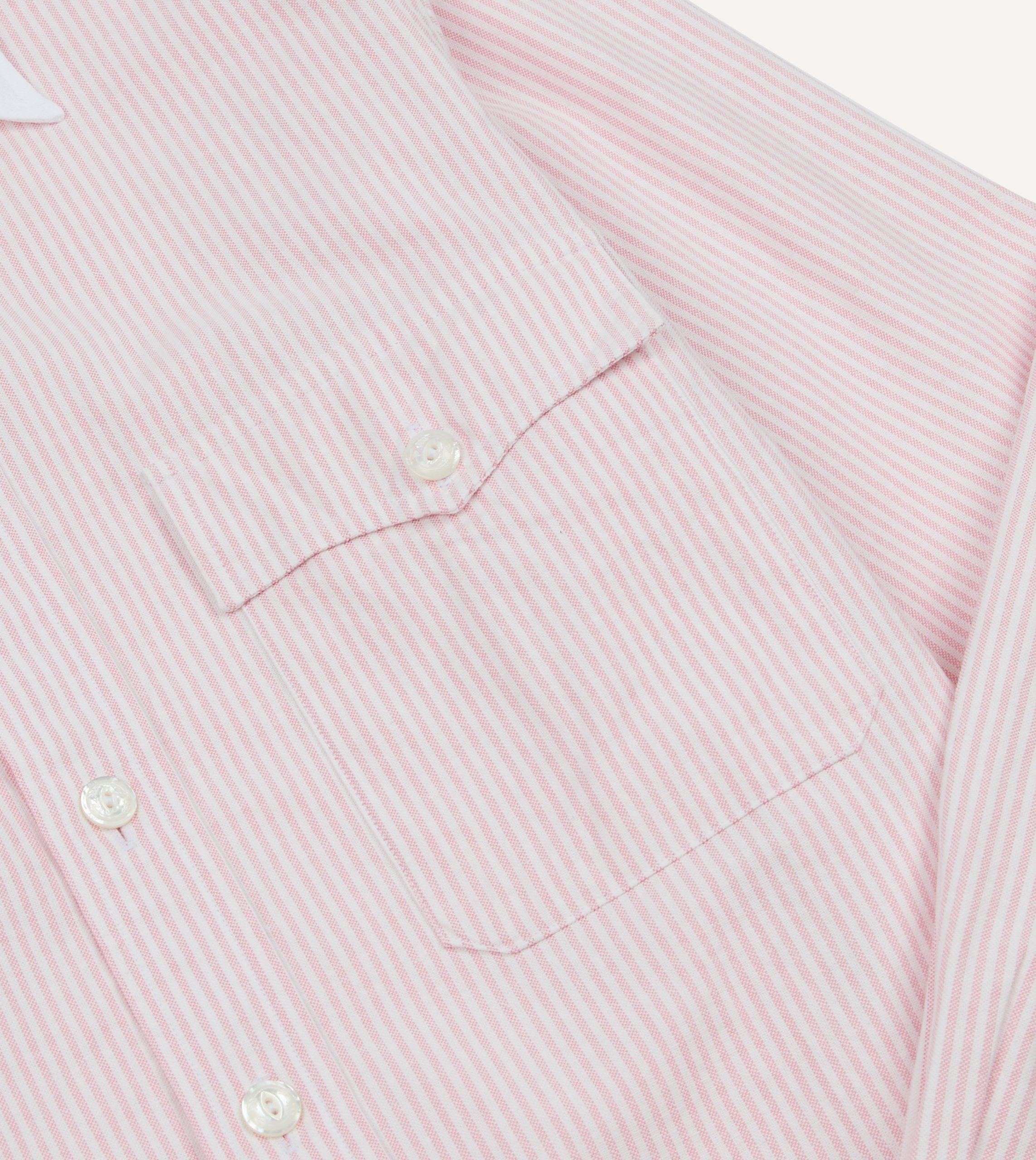 Pink Ticking Stripe Cotton Oxford Long Point Collar Western Shirt - Image 4