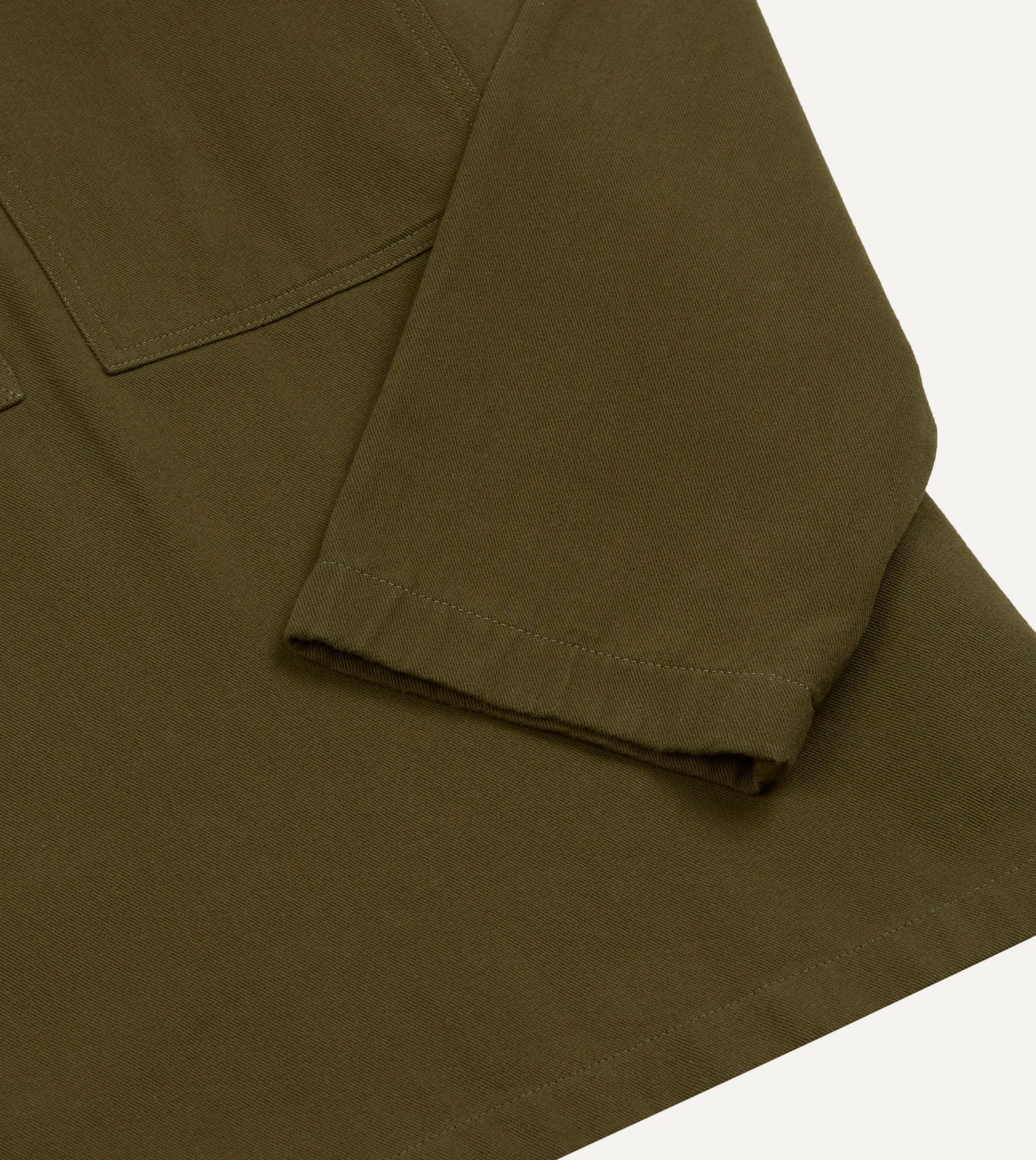 Khaki Cotton Mandarin Collar Popover Shirt - Image 5