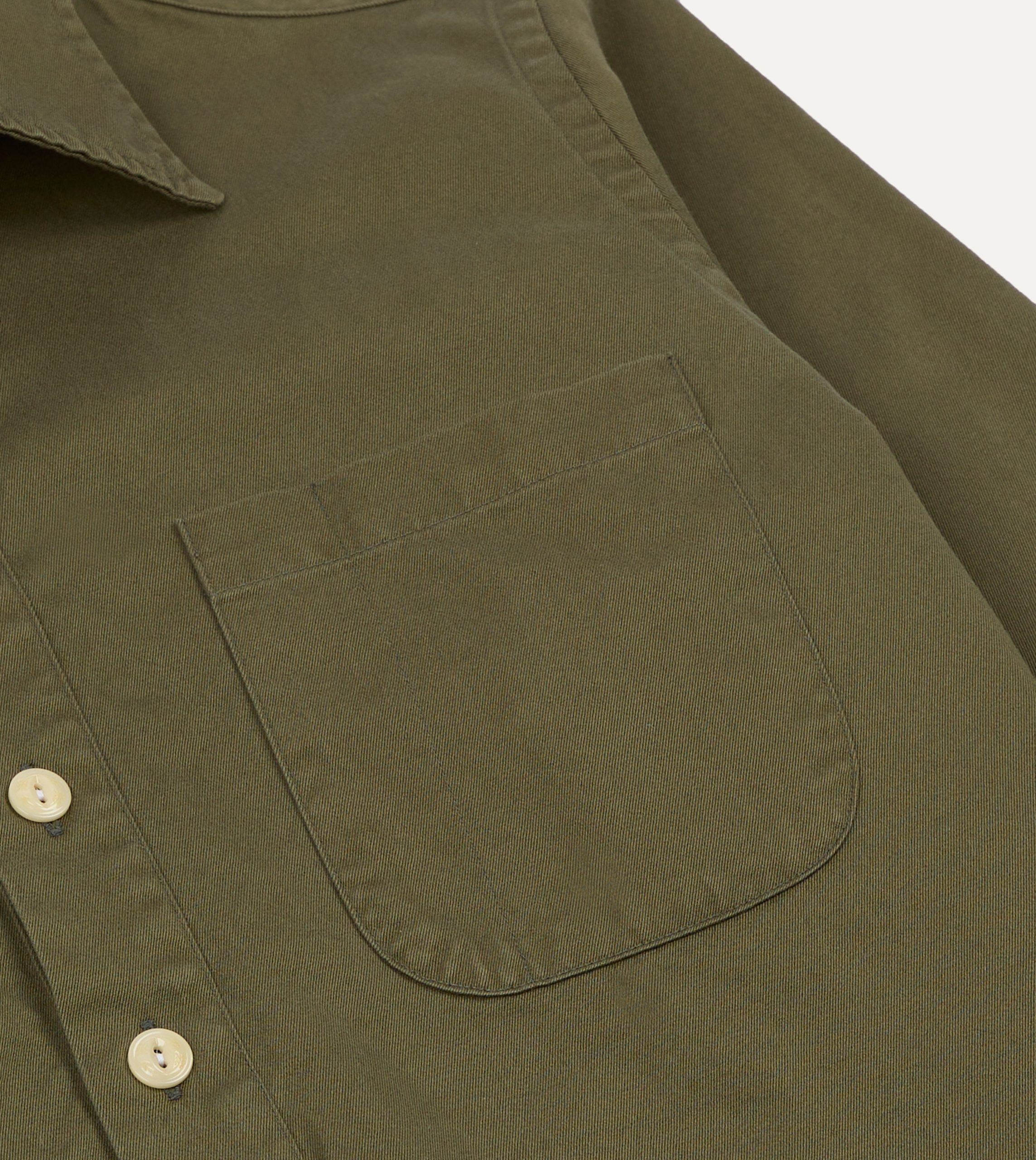 Drake's by A. Levine Olive Cotton Popover Shirt - Image 5