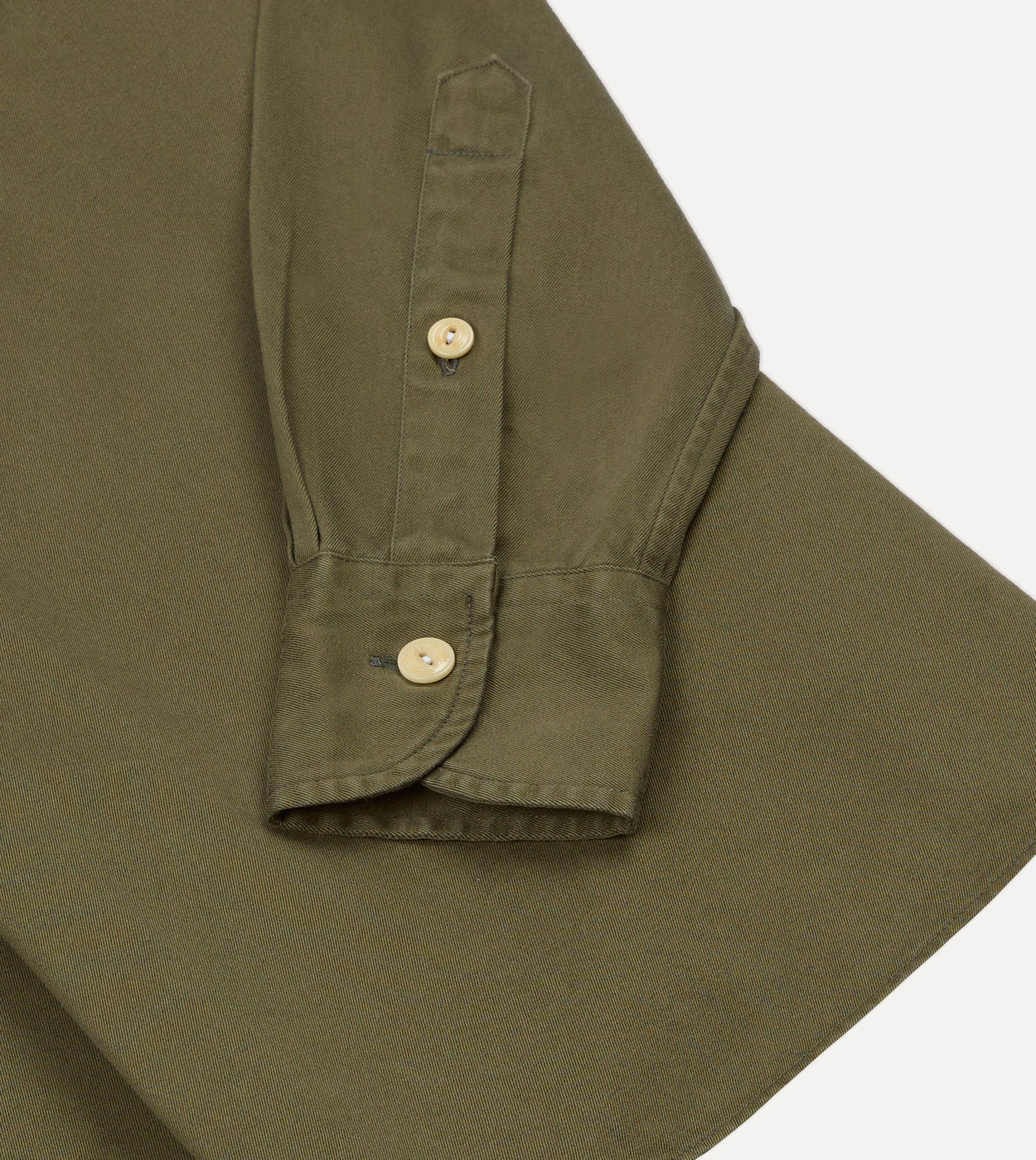 Drake's by A. Levine Olive Cotton Popover Shirt - Image 6