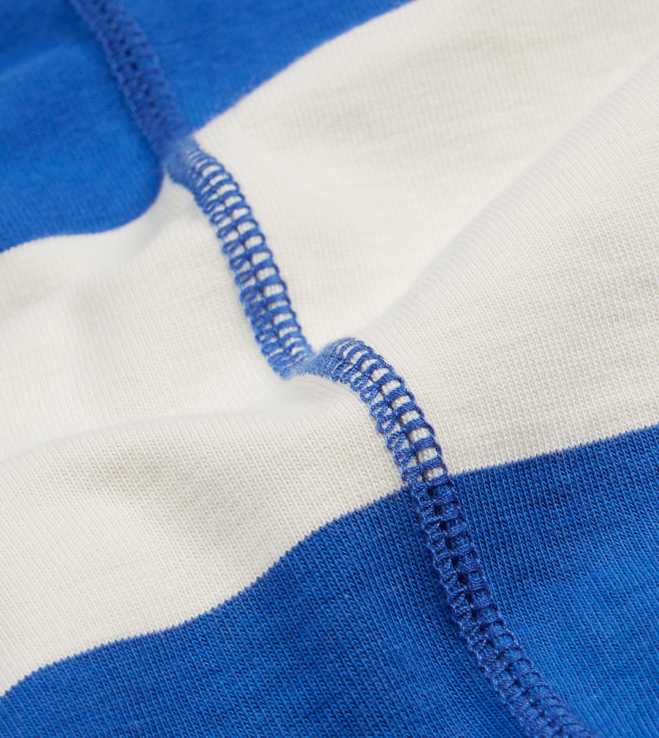 Blue and White Wide Stripe Heavy Cotton Crew Neck Hiking T-Shirt - Image 5