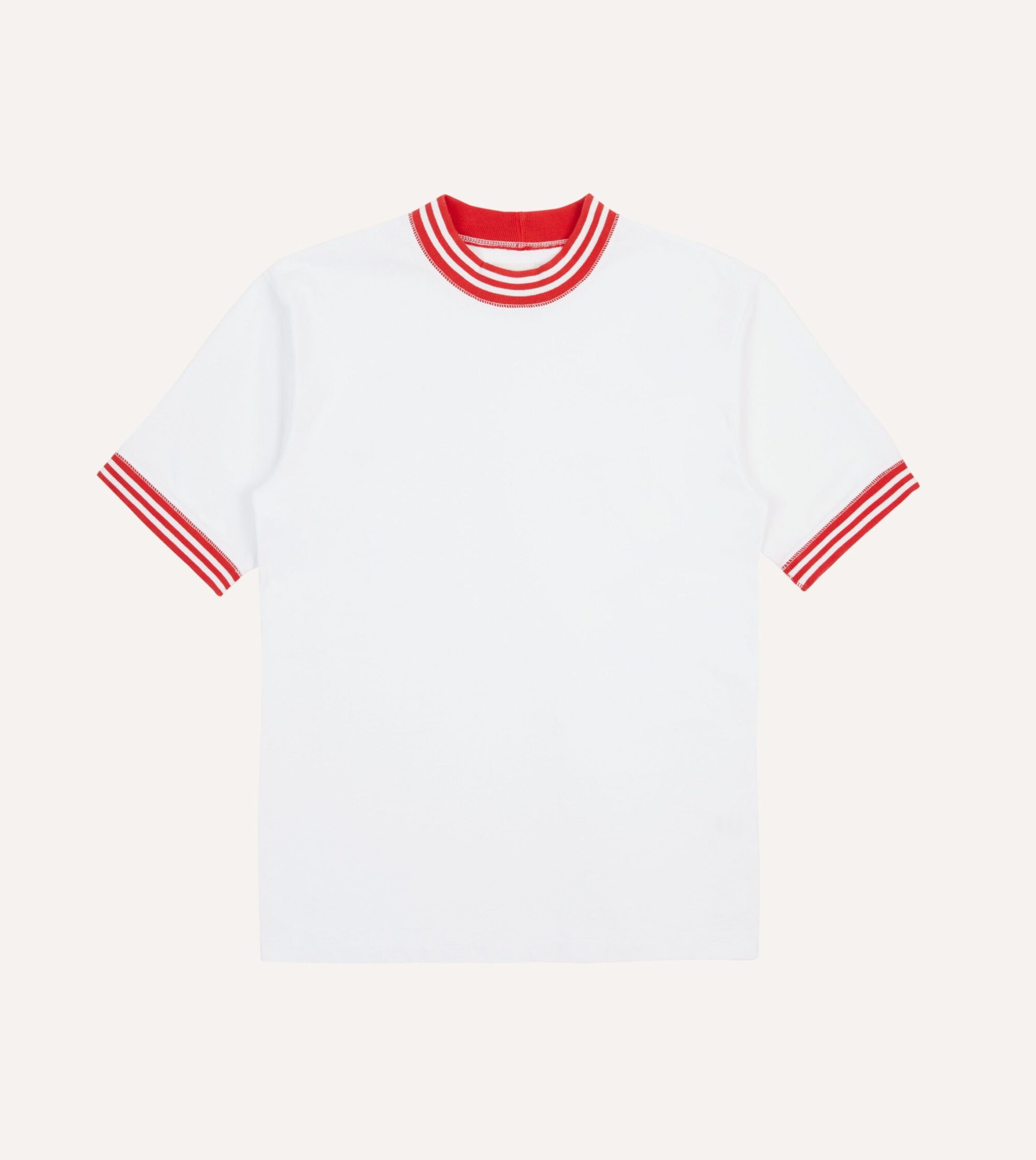 White and Red Tipped Ringer T-Shirt