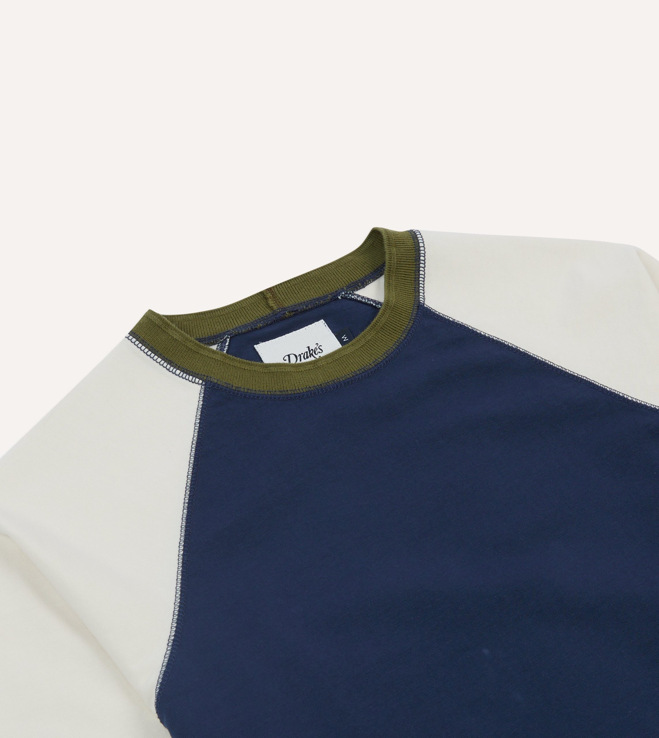 Navy and Ecru Long Sleeve Raglan T-Shirt - Image 3