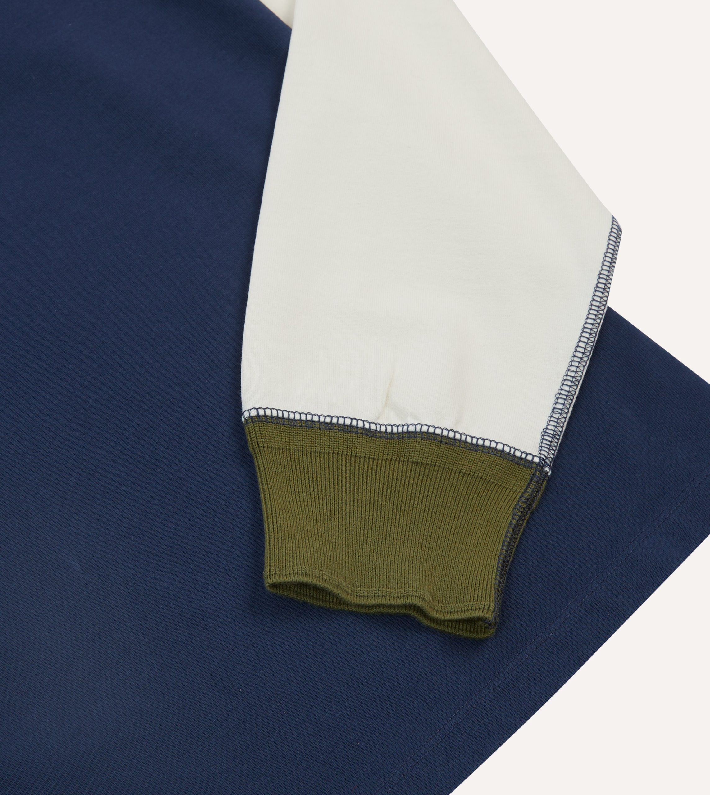 Navy and Ecru Long Sleeve Raglan T-Shirt - Image 4