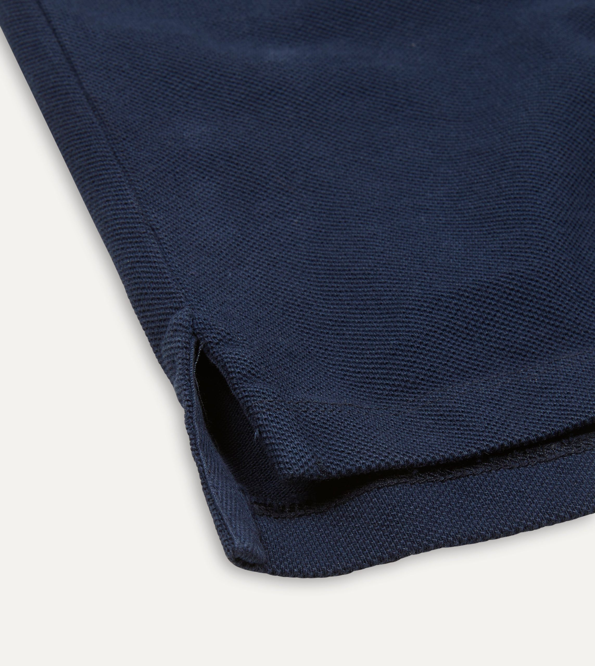 Navy Piqu?? Cotton Polo Shirt - Image 5