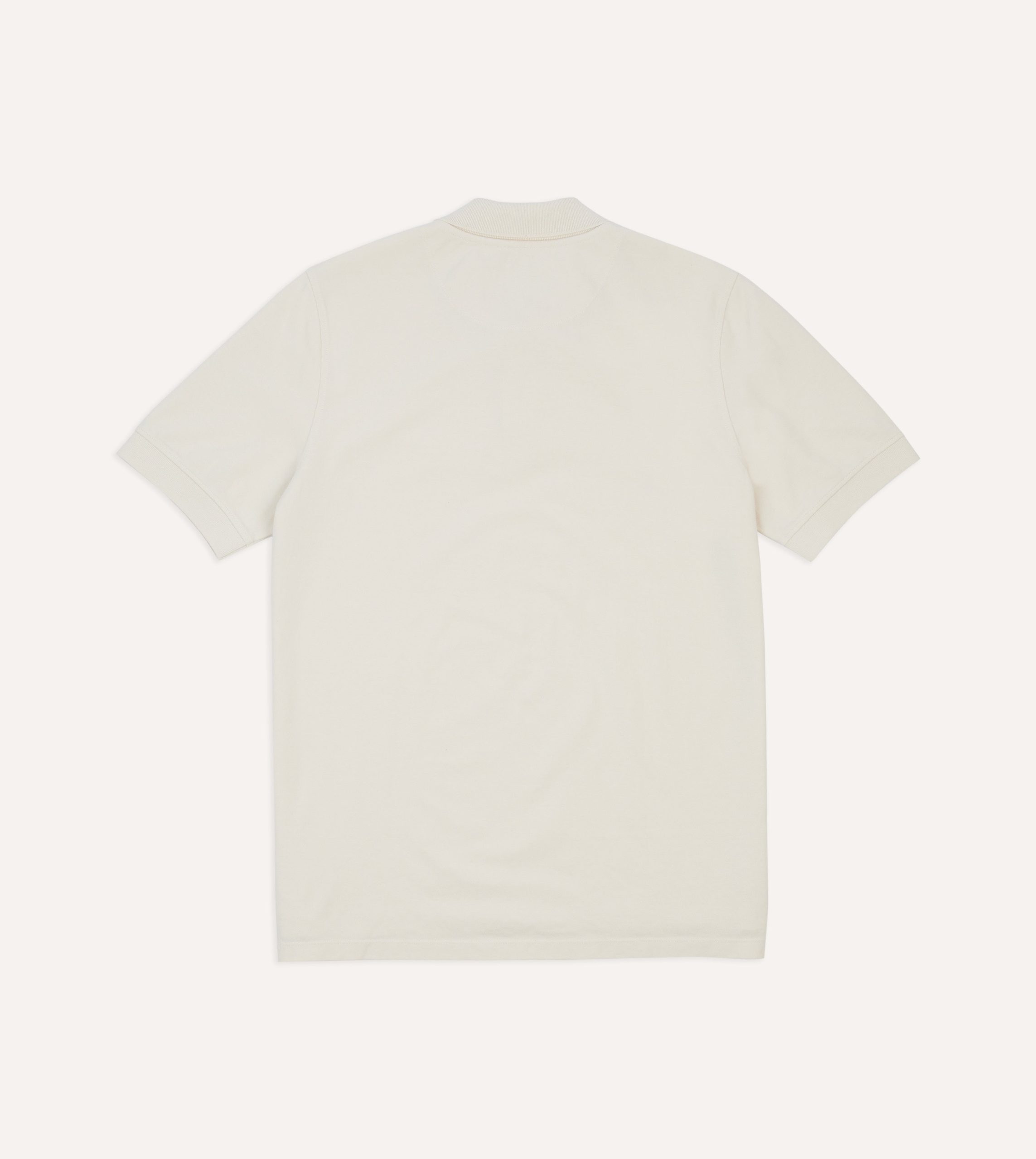 Ecru Piqué Cotton Polo Shirt - Image 4