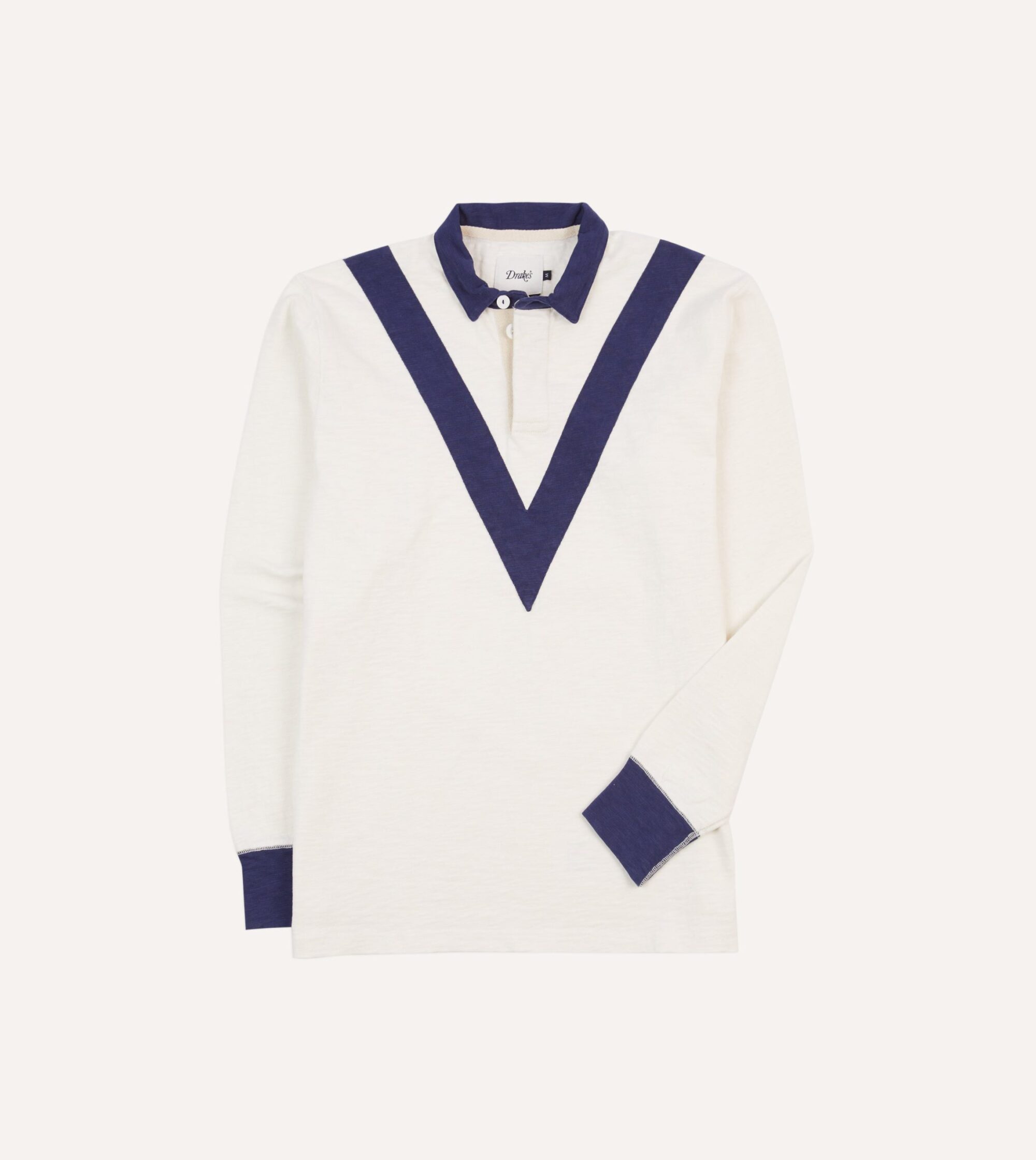 Ecru and Navy Chevron Flam?? Cotton Rugby Shirt