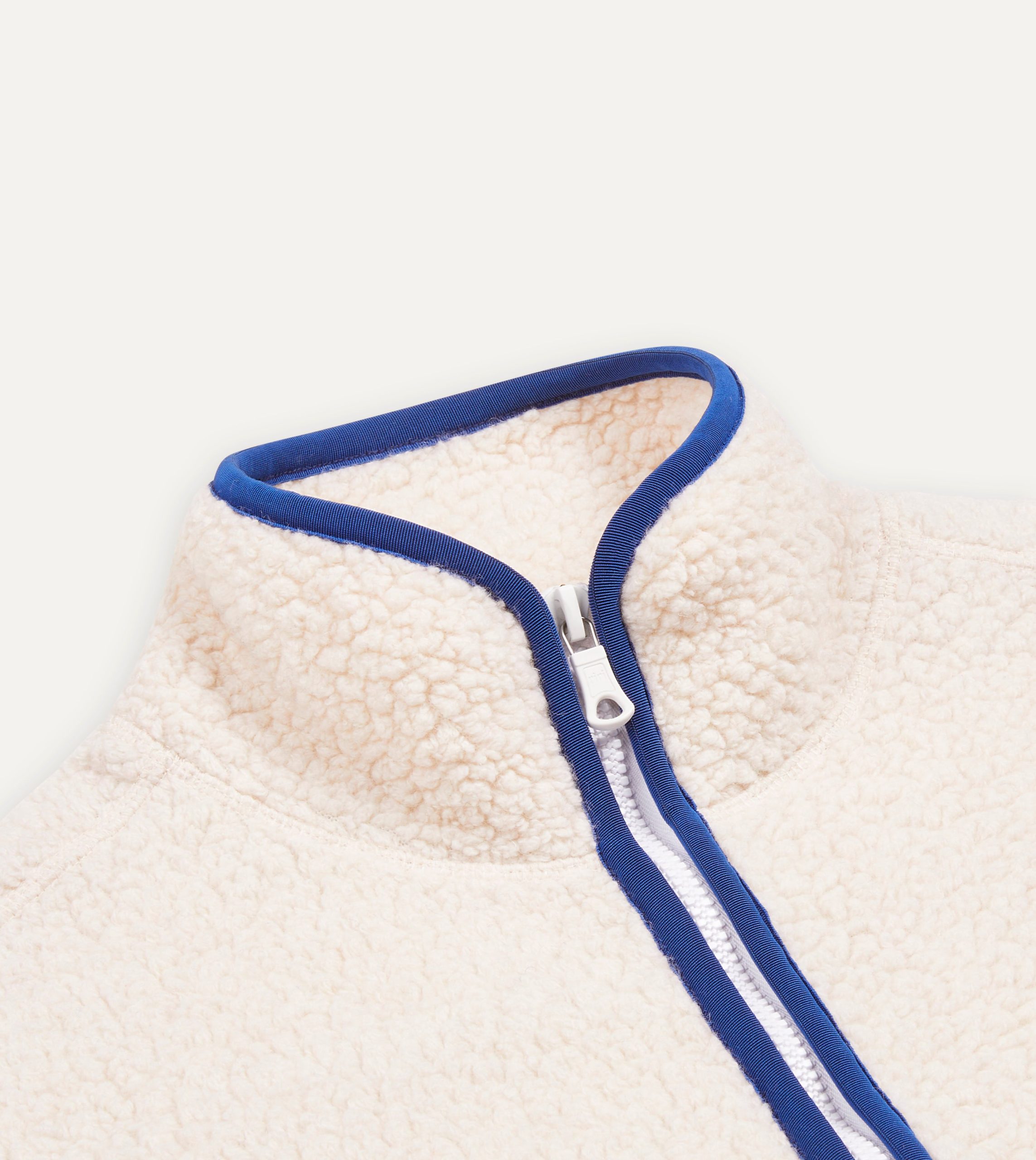 Ecru Boucle Wool Zip Fleece Jacket - Image 4