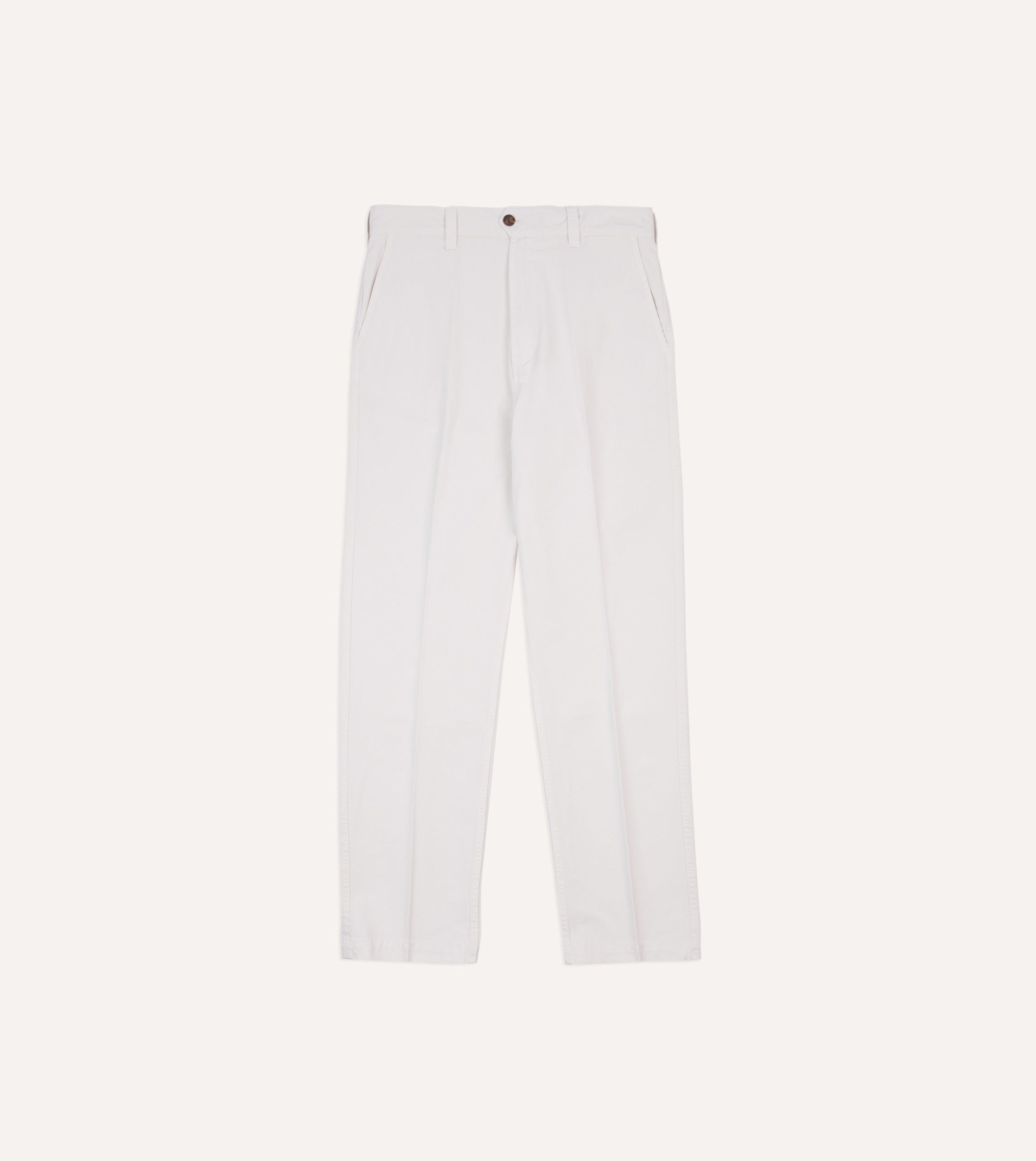 Ecru Cotton Flat Front Chino - Image 3