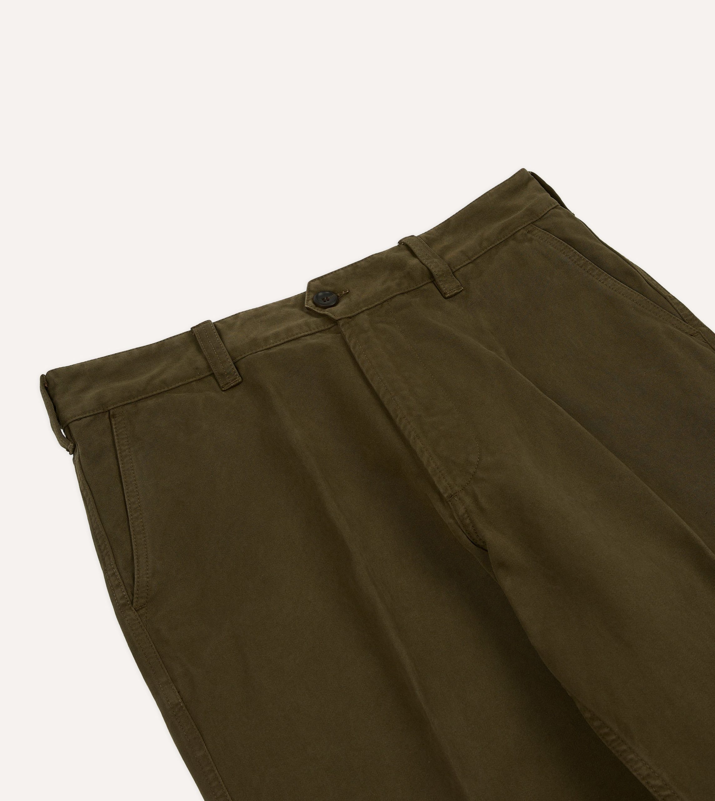Olive Heavy Cotton Flat Front Chino - Image 4