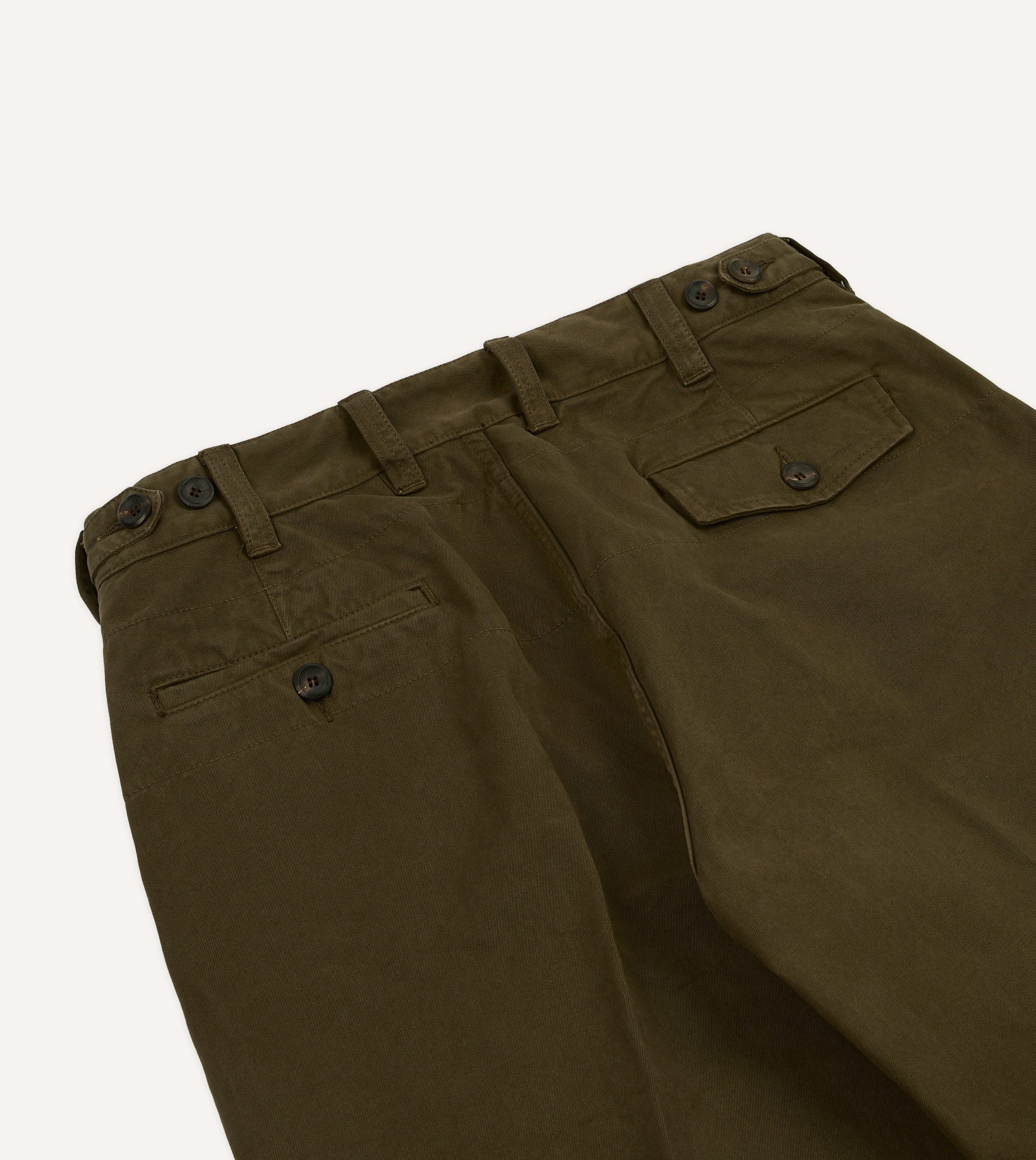 Olive Heavy Cotton Flat Front Chino - Image 5