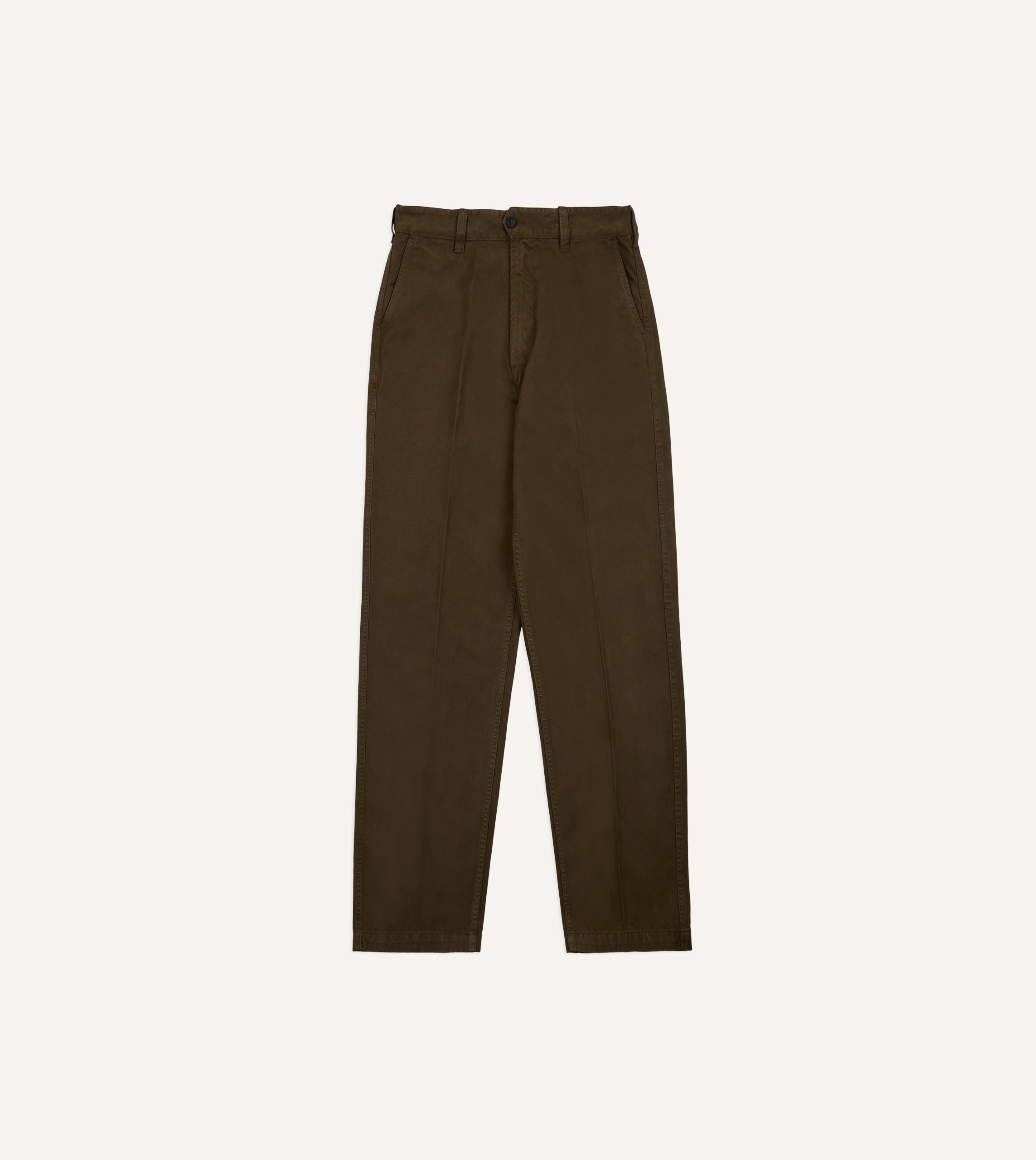 Brown Heavy Cotton Flat Front Chino - Image 3