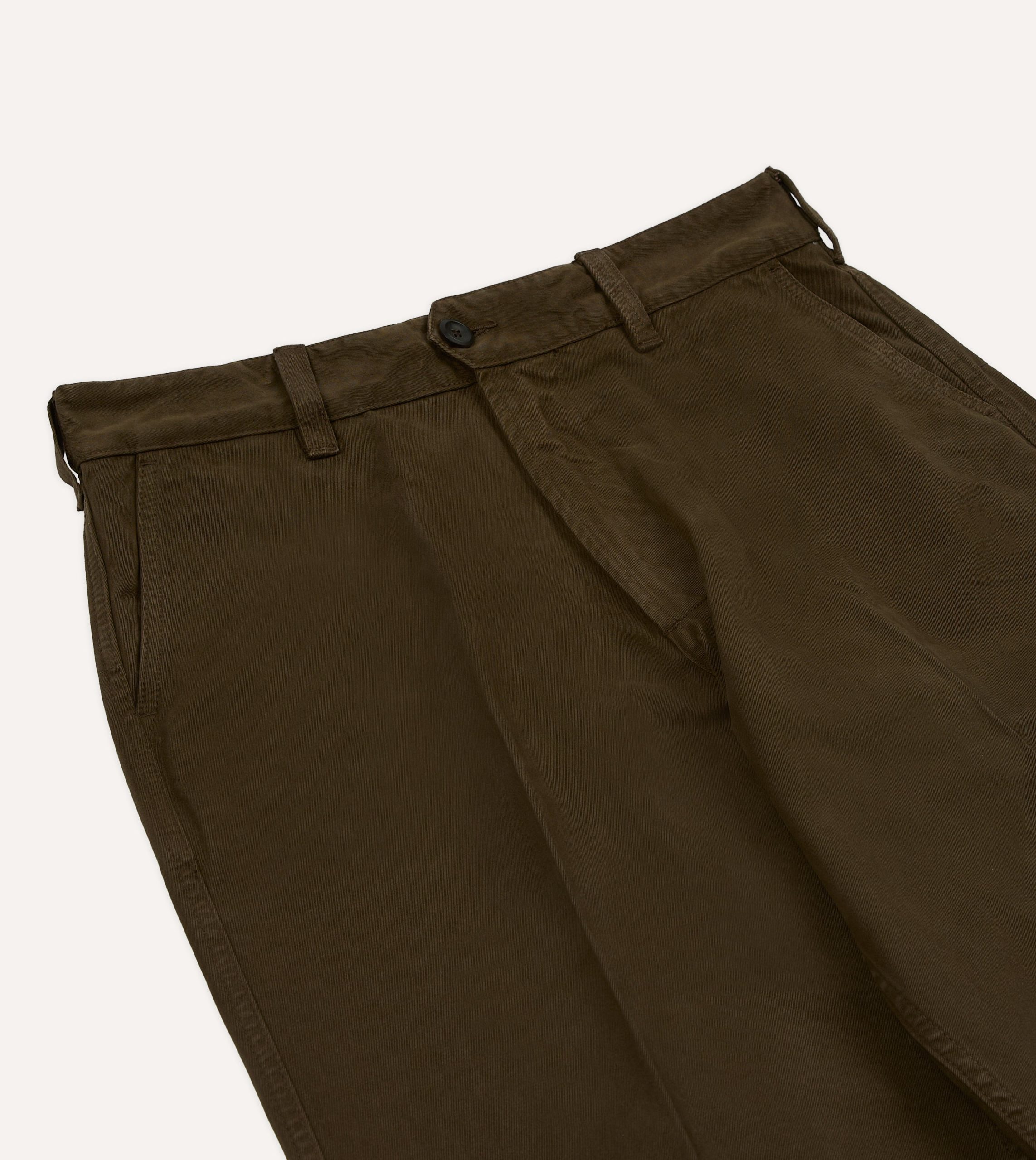 Brown Heavy Cotton Flat Front Chino - Image 4