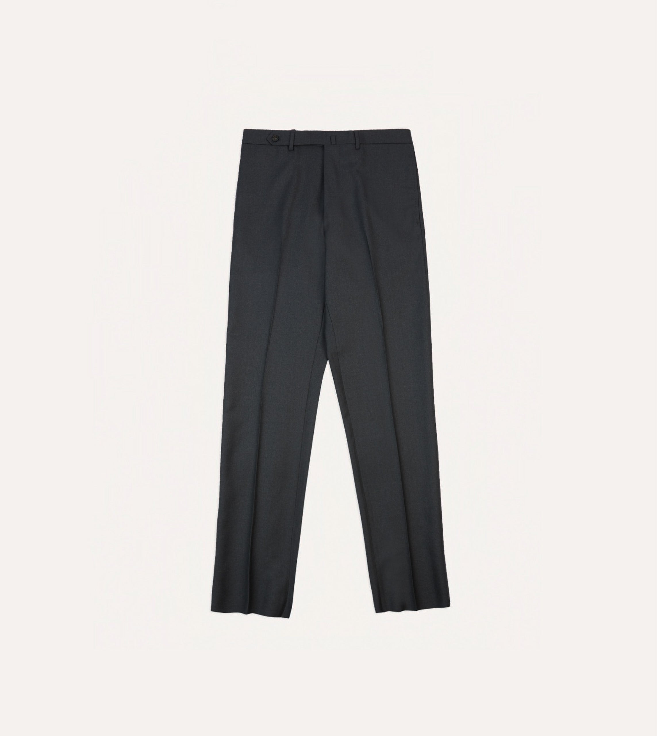 Grey Worsted Wool Flat Front Trouser - Image 3
