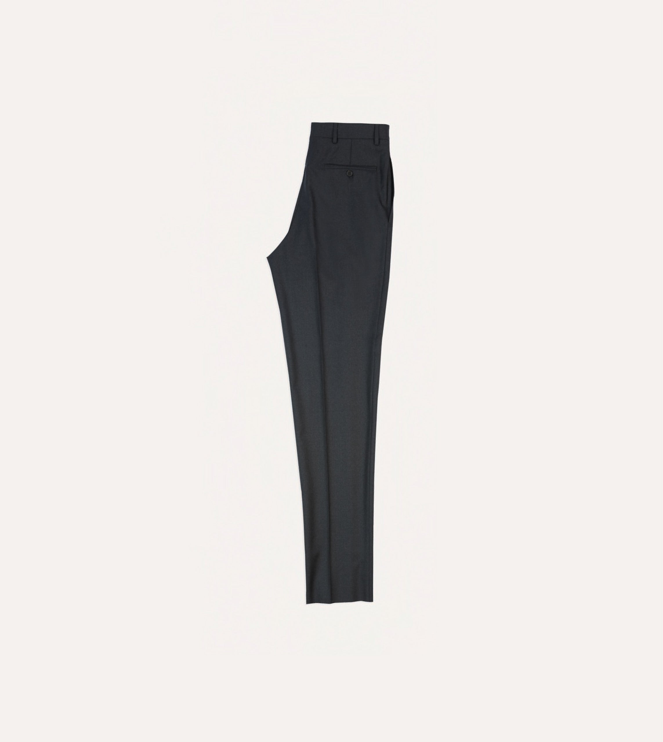Grey Worsted Wool Flat Front Trouser - Image 6