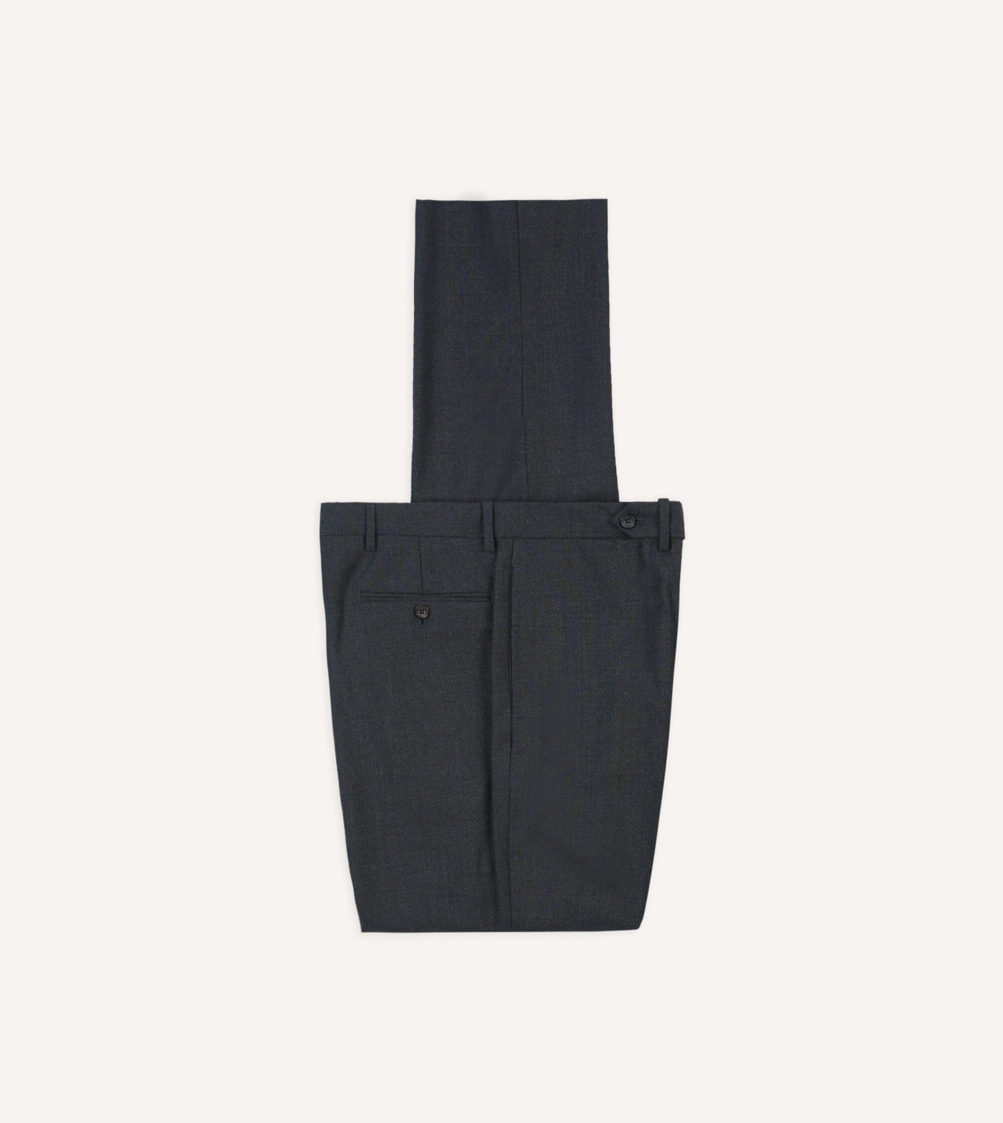 Charcoal Tropical Wool Flat Front Trouser