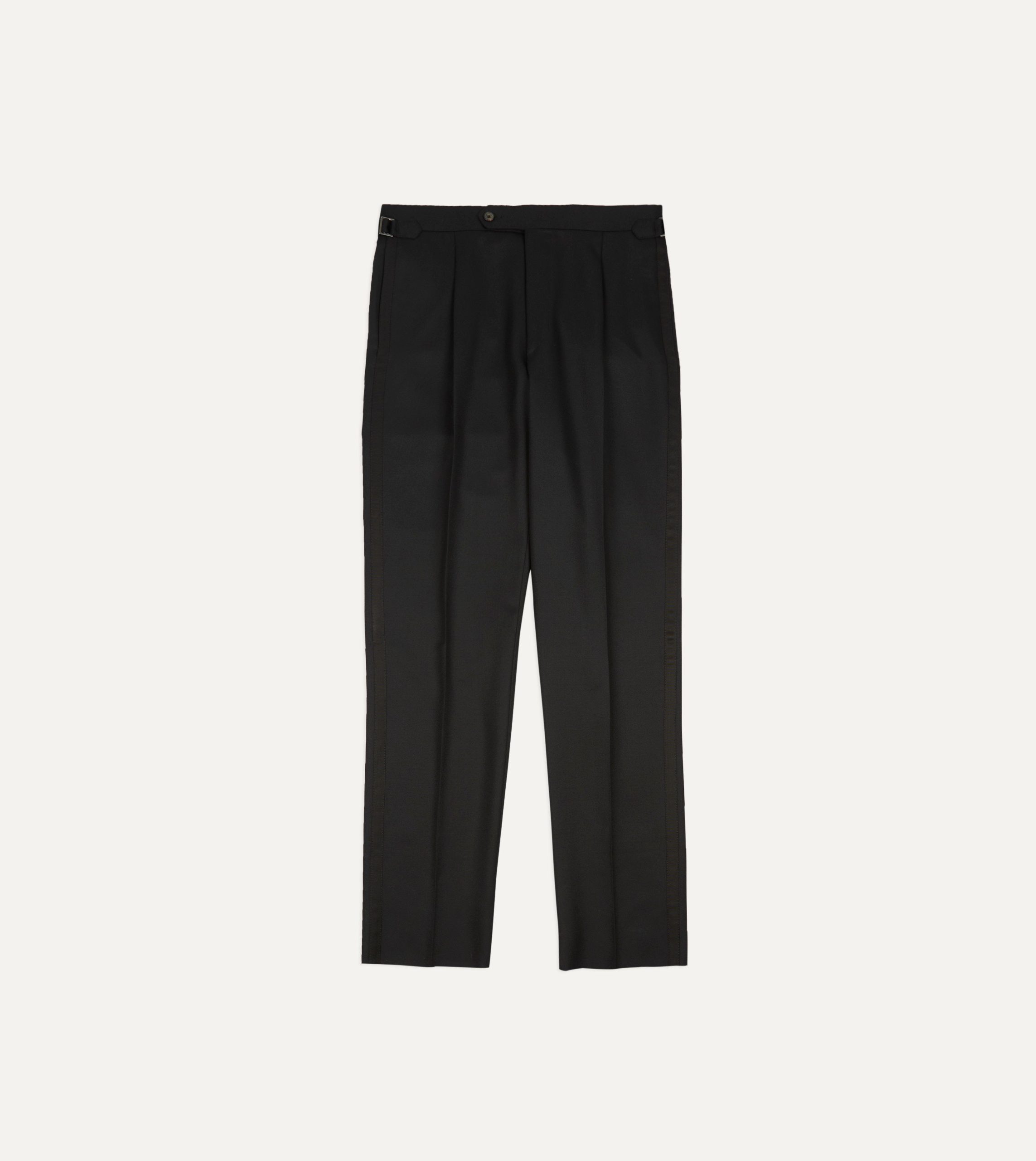 Black Barathea Wool Dinner Trousers - Image 3