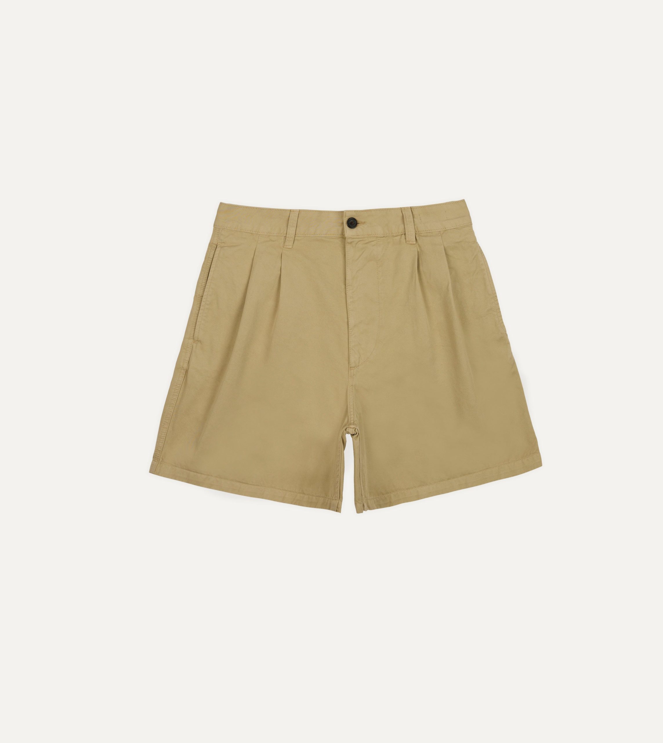 Putty Cotton Wide Leg Double-Pleat Shorts