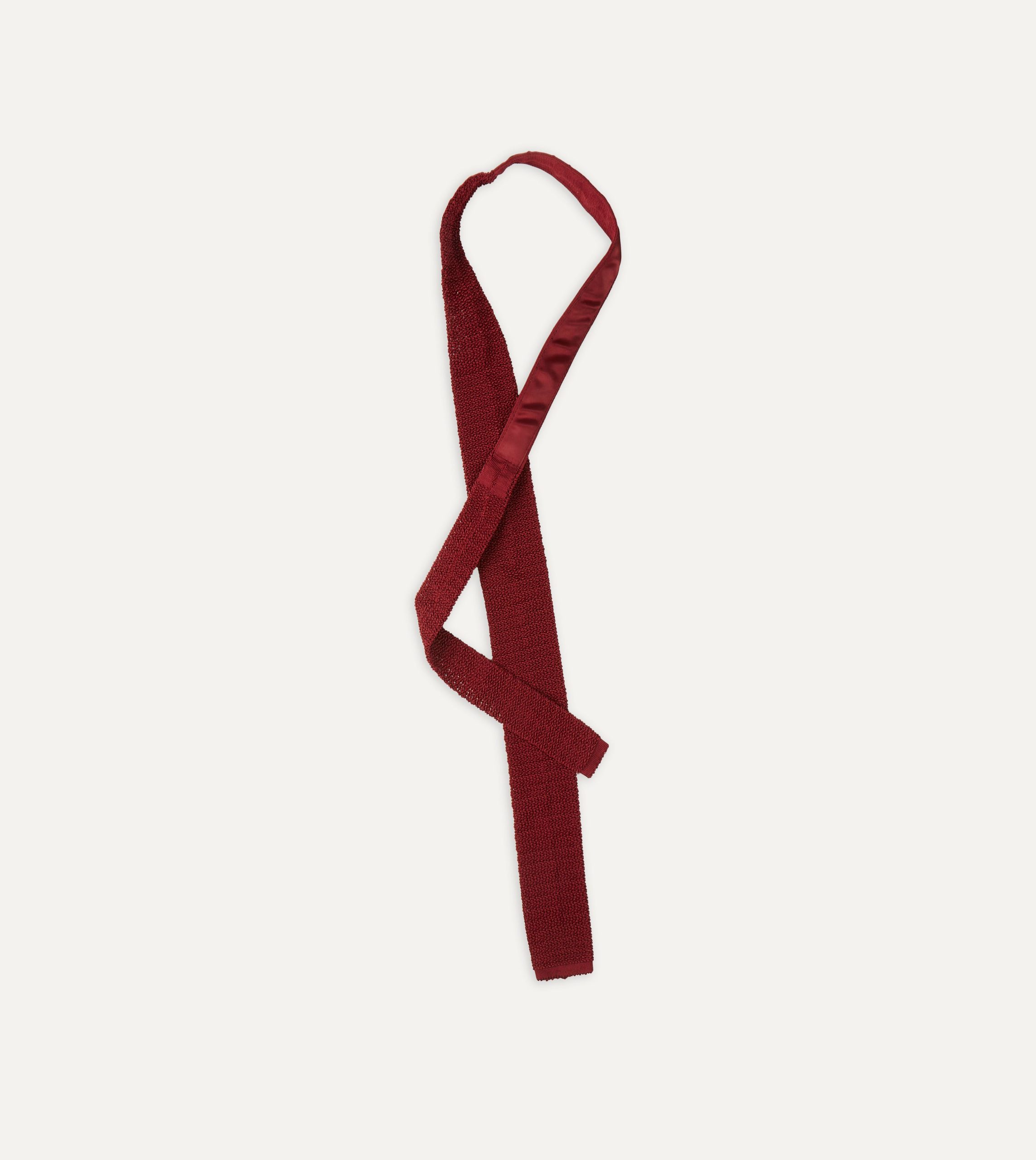 Light Wine Knitted Silk Solid Colour Tie - Image 4