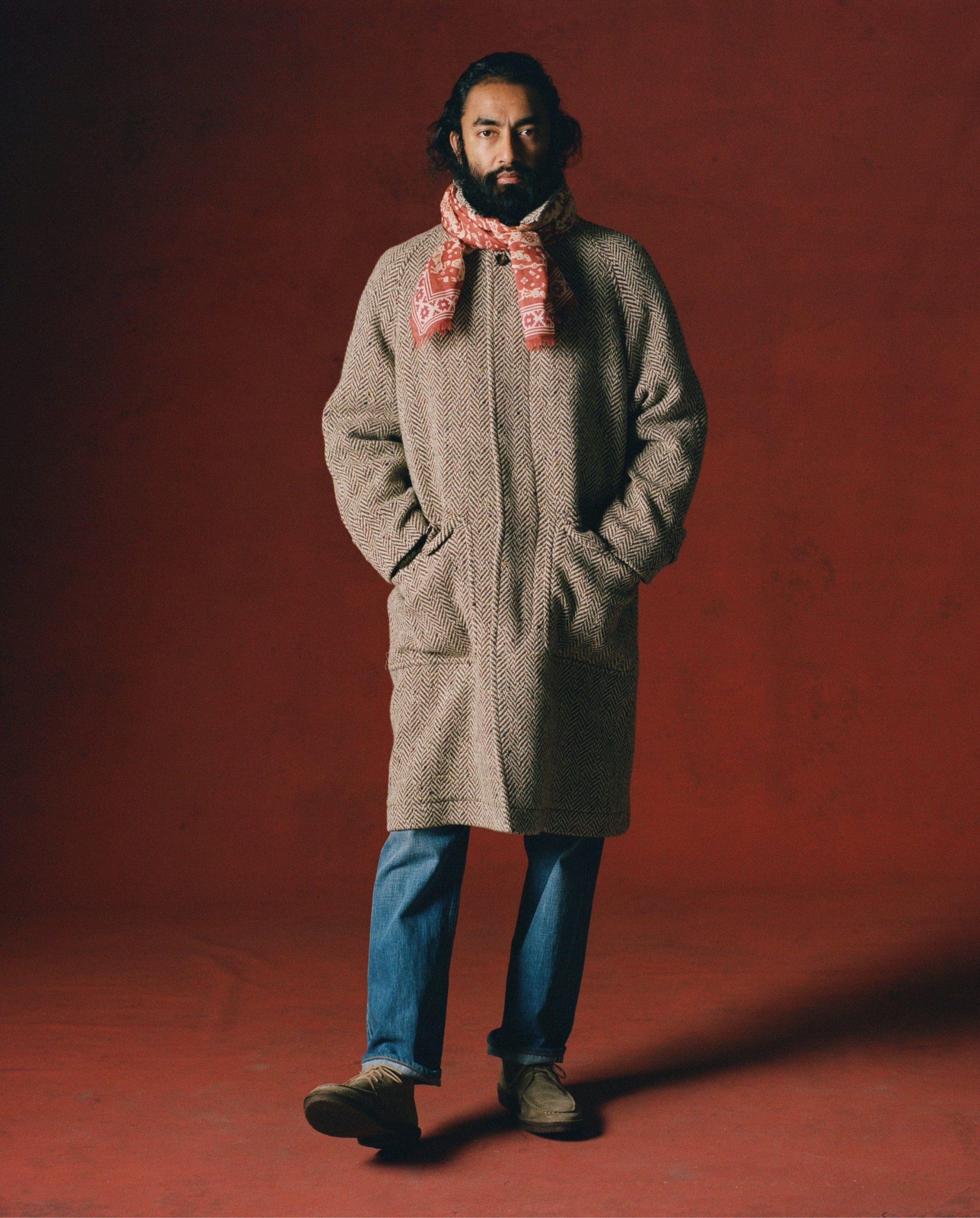 Navy Wool Raglan Coat - Image 9